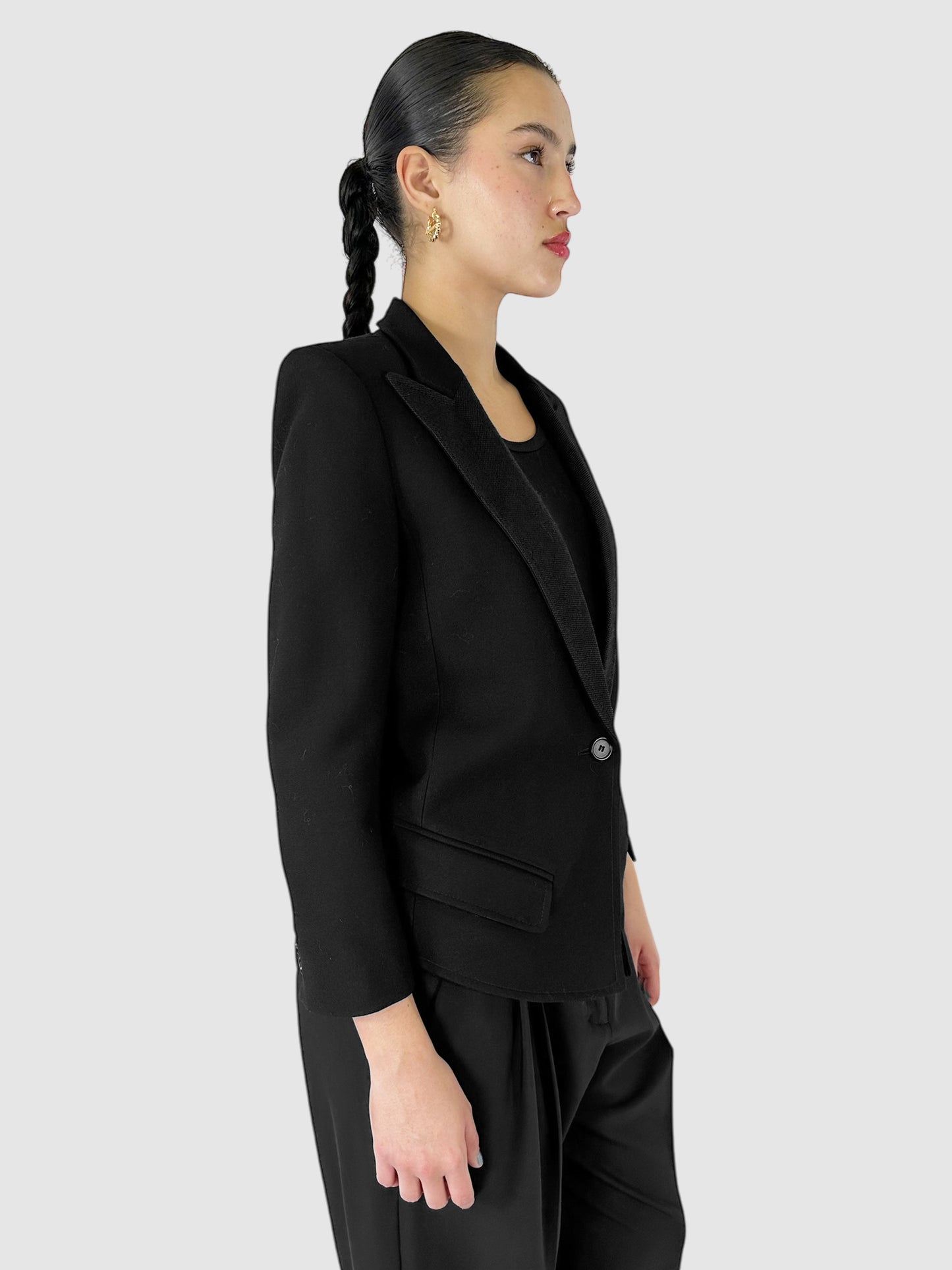 Wool Single-Button Blazer - Size 8