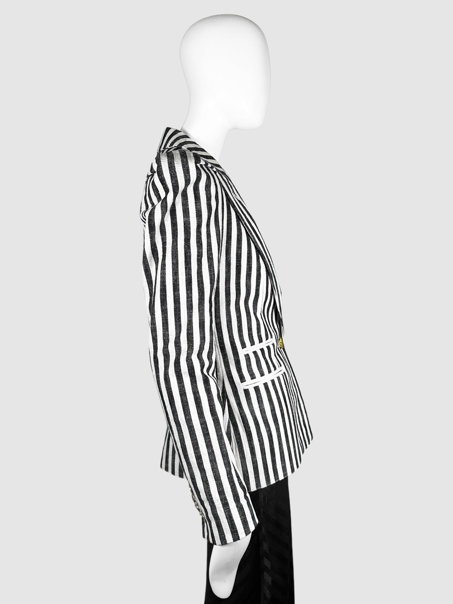 Vertical Stripe Single-Breasted Blazer - Size 2