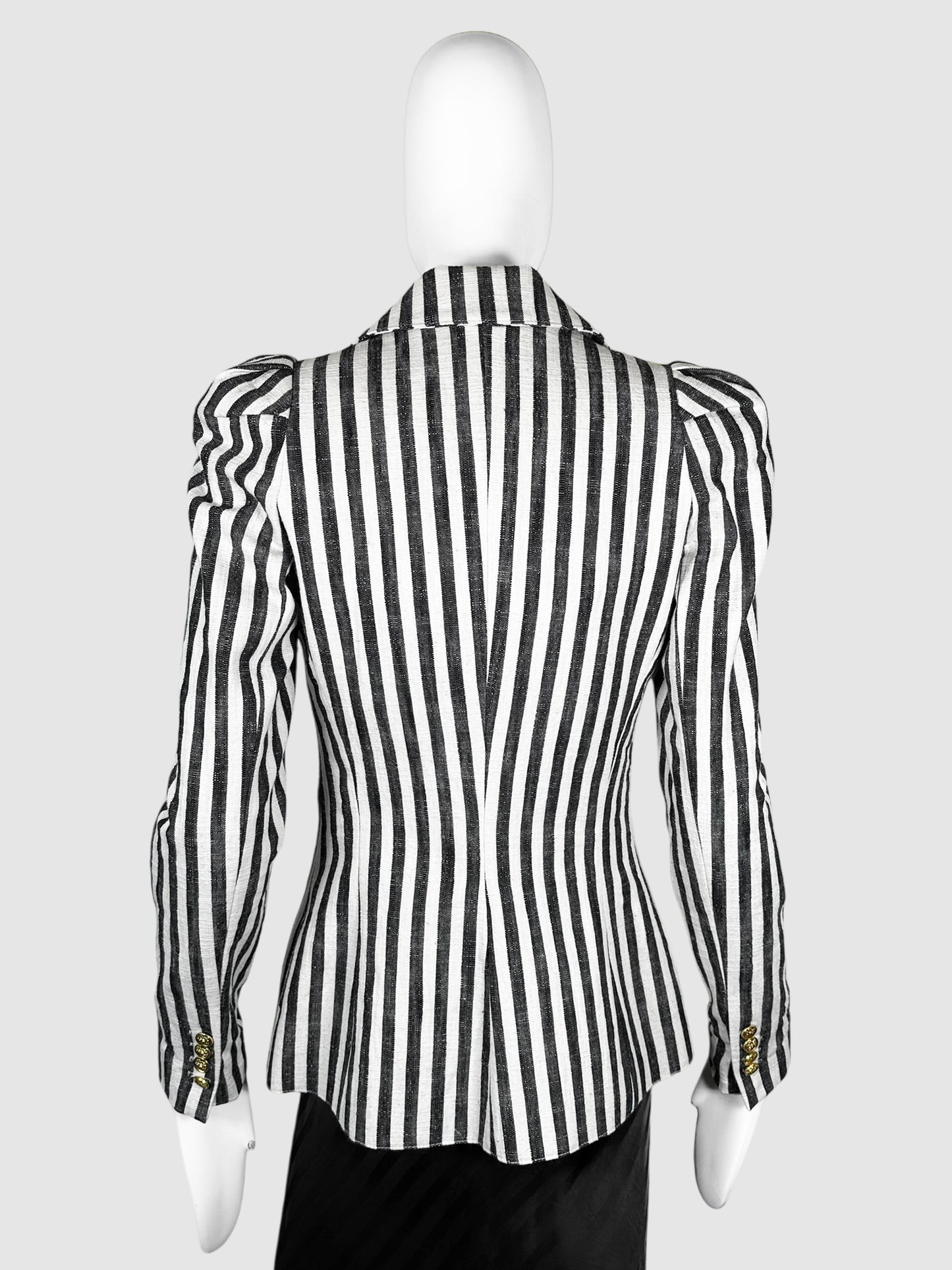 Vertical Stripe Single-Breasted Blazer - Size 2