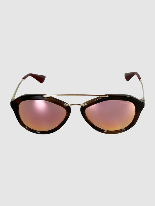 Tortoise and Rose Gold Mirror Cinema Sunglasses
