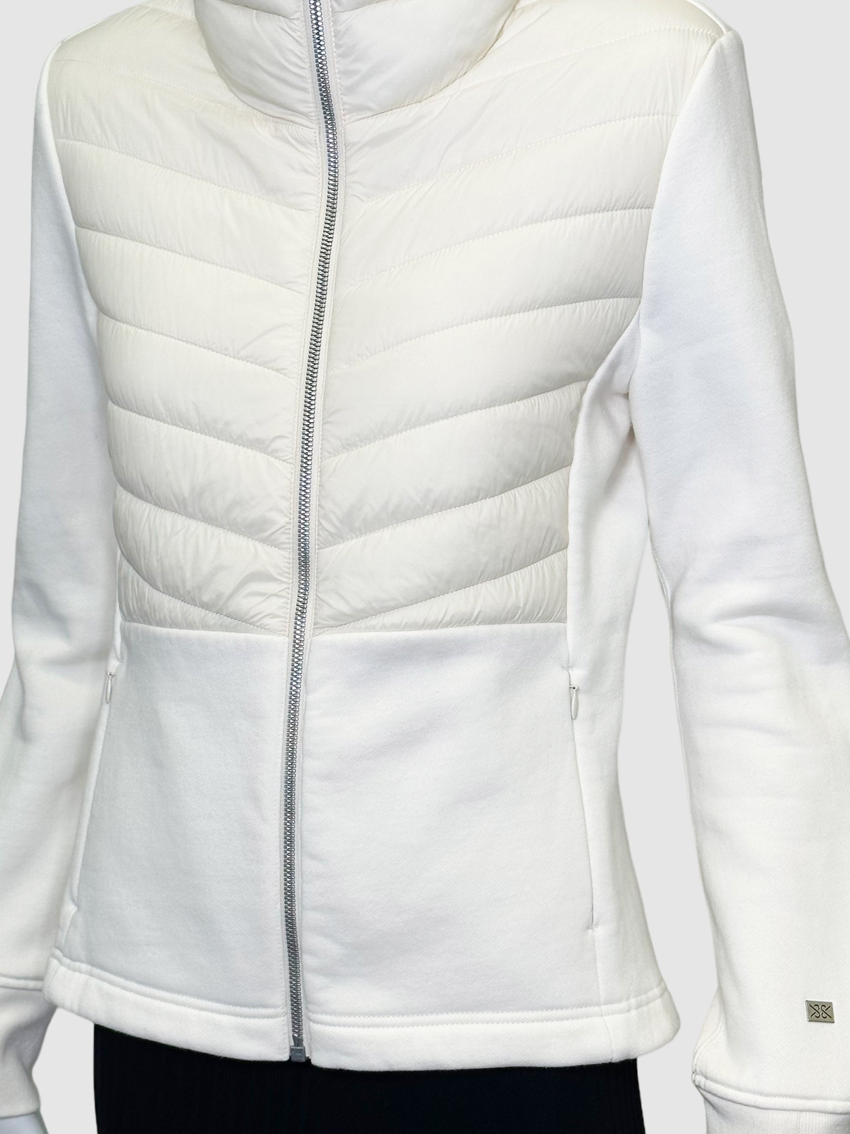 Quilted Accent Zip Up Jacket - Size S