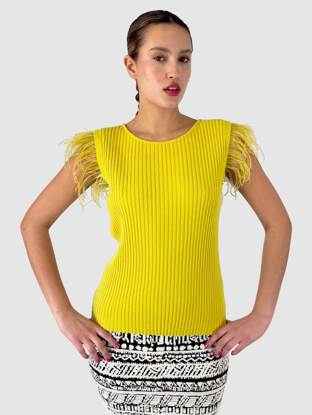 Feathered Ribbed Top