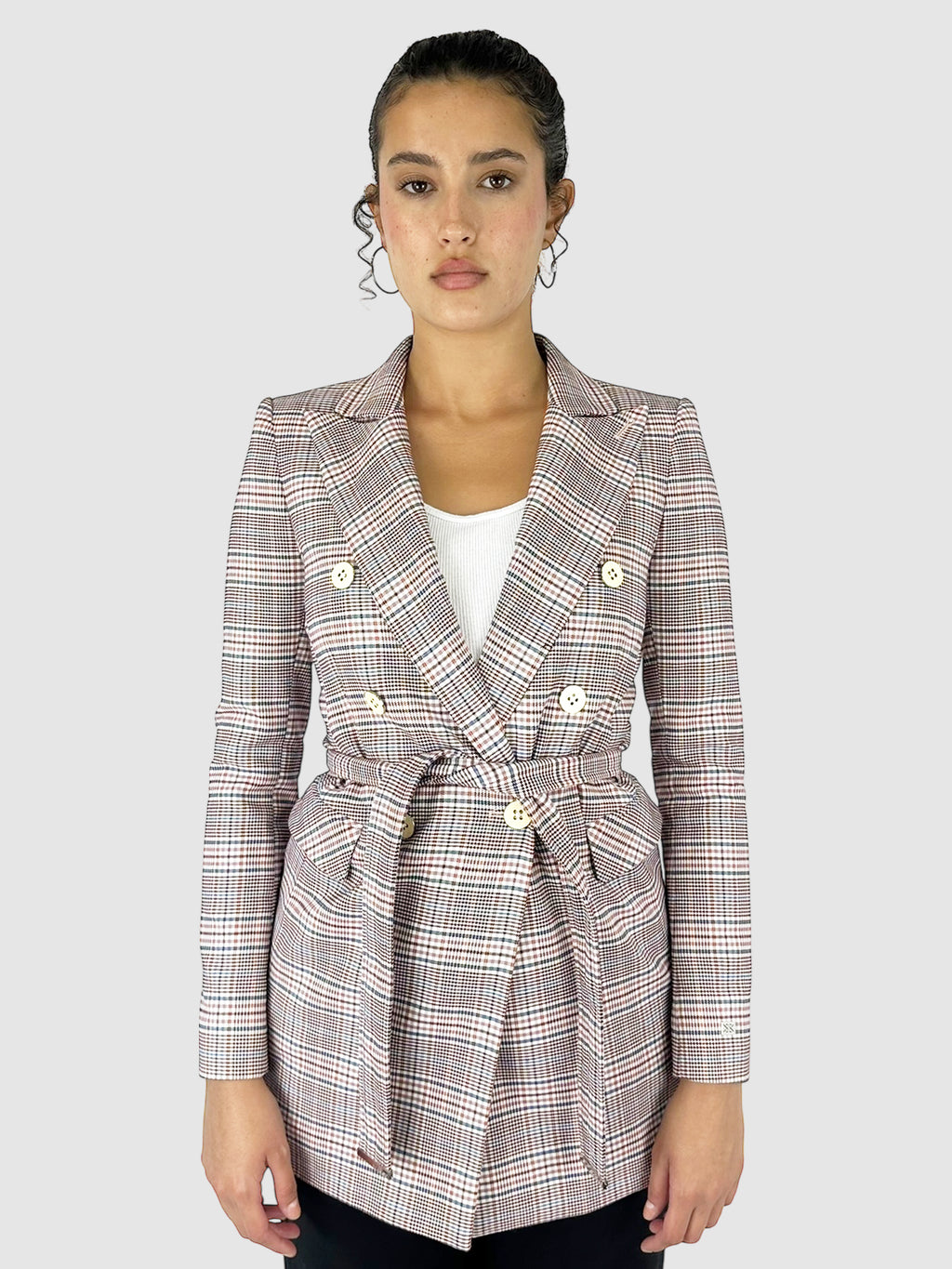 Plaid Belted Blazer
