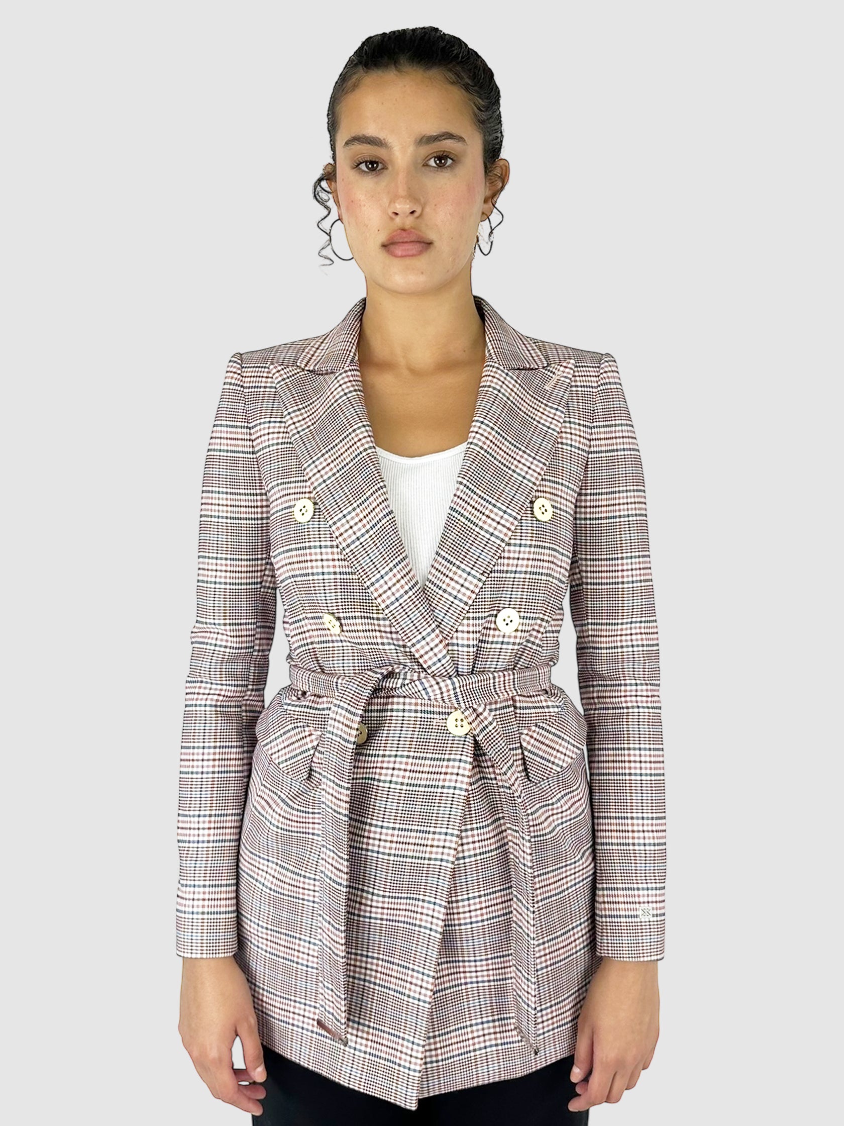 Plaid Belted Blazer