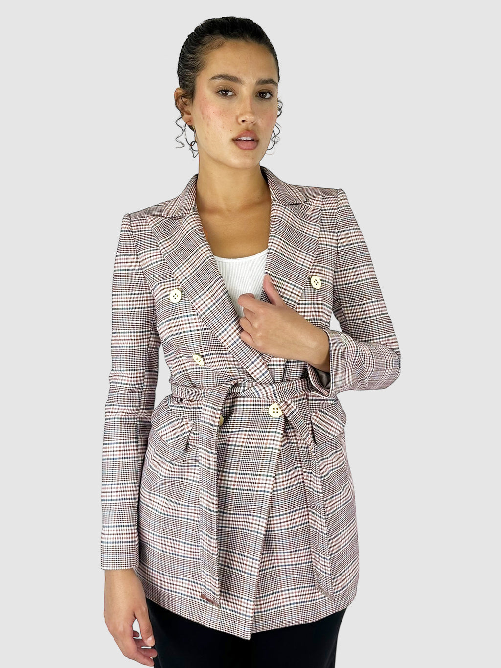 Plaid Belted Blazer