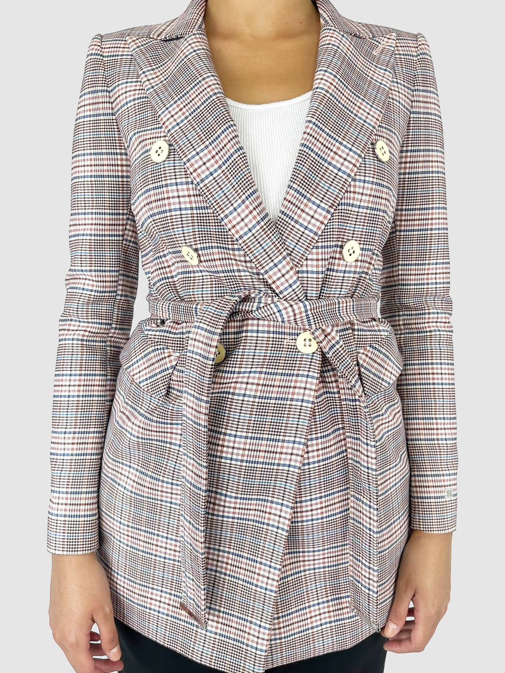 Plaid Belted Blazer