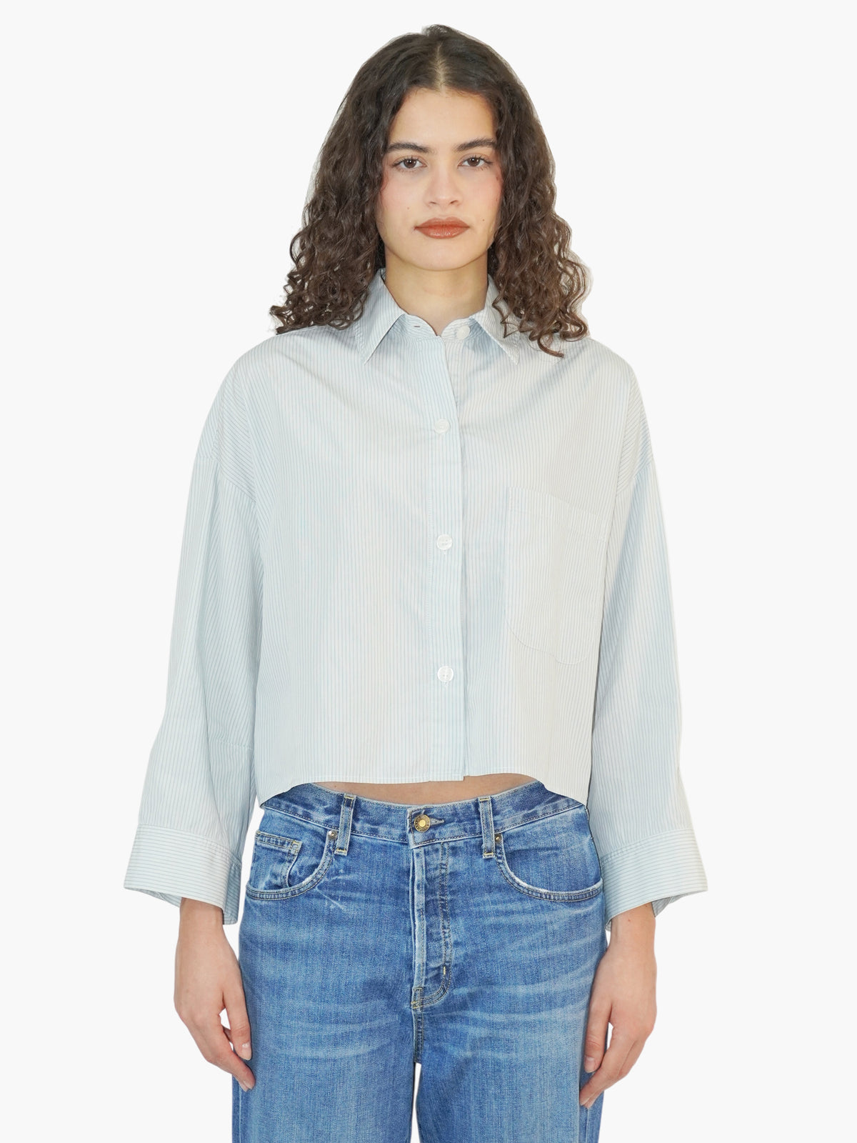 Pinstripe Button-Up Top