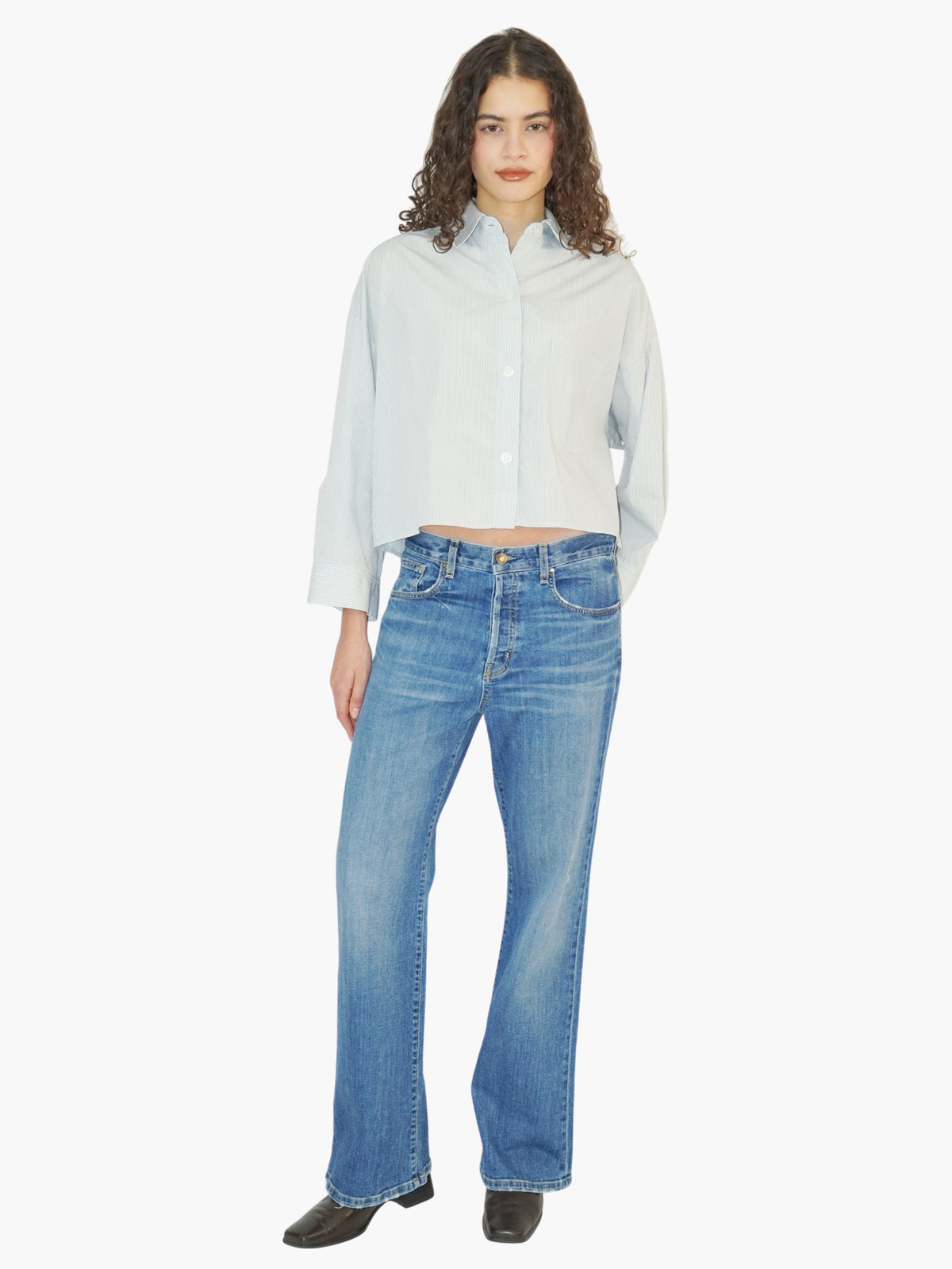 Pinstripe Button-Up Top