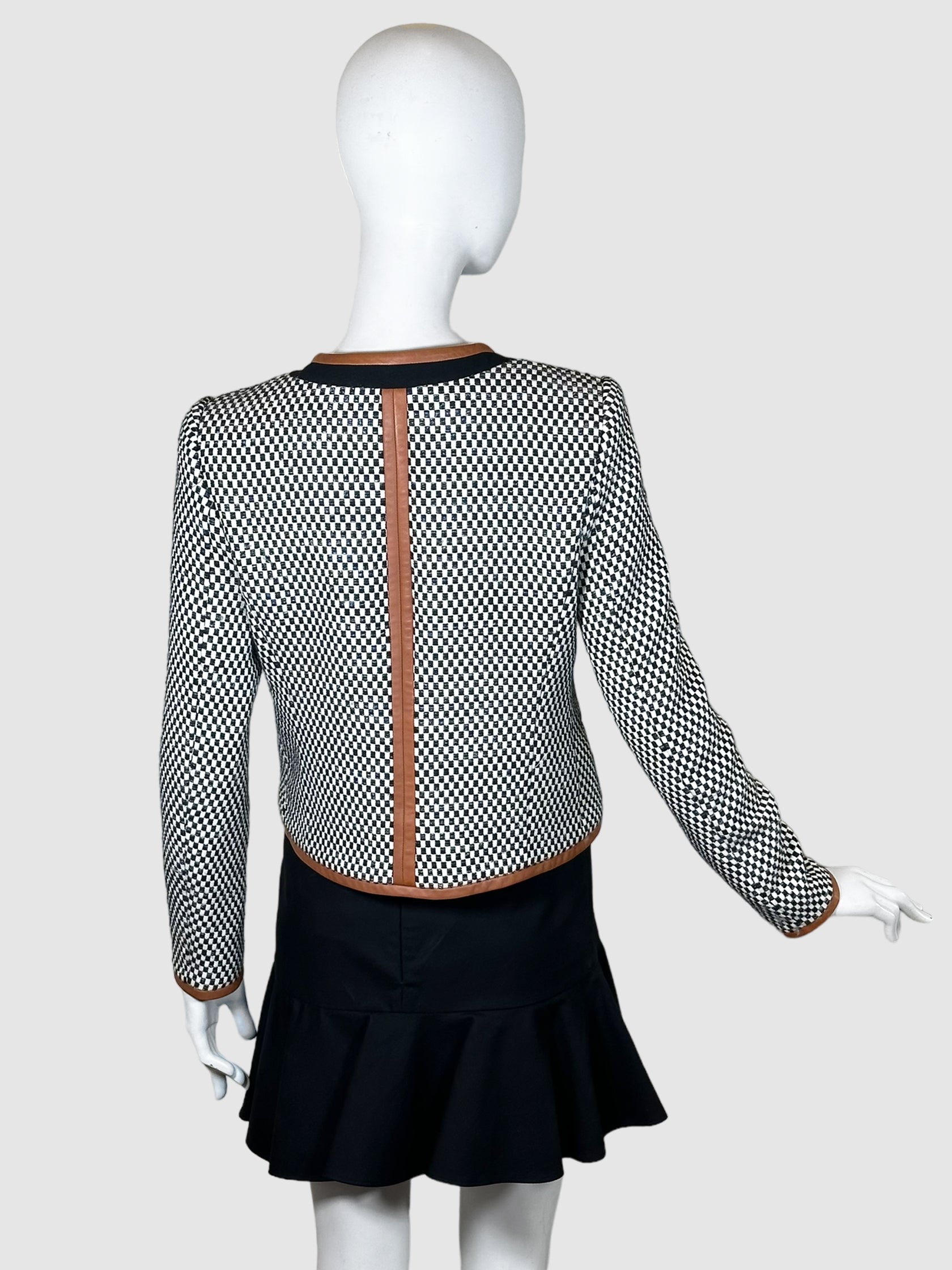 Checkered Zip-Up Blazer - Size 40