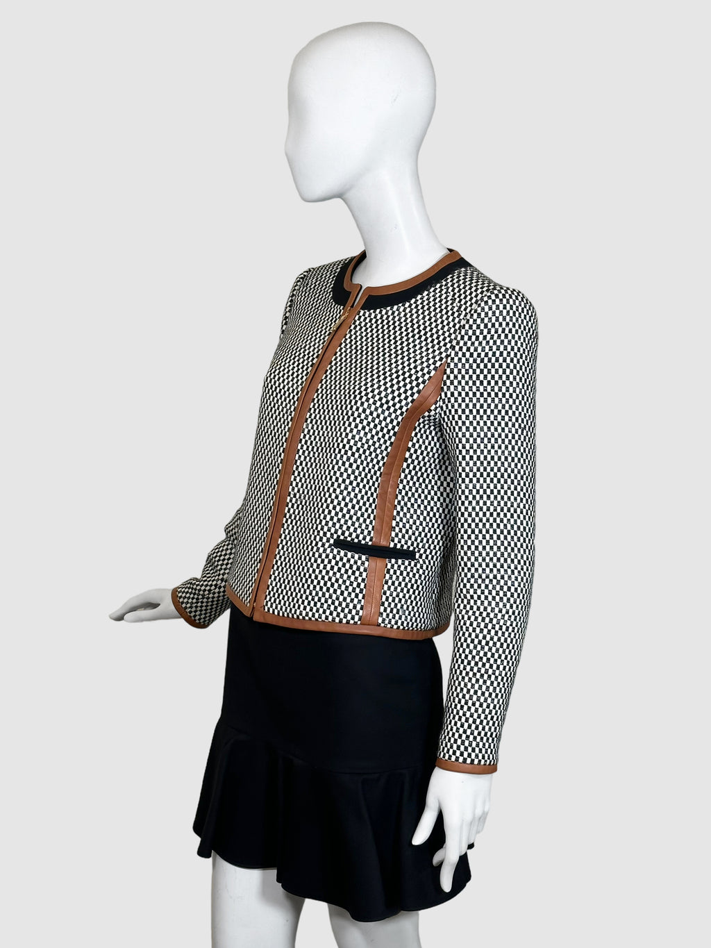 Checkered Zip-Up Blazer - Size 40