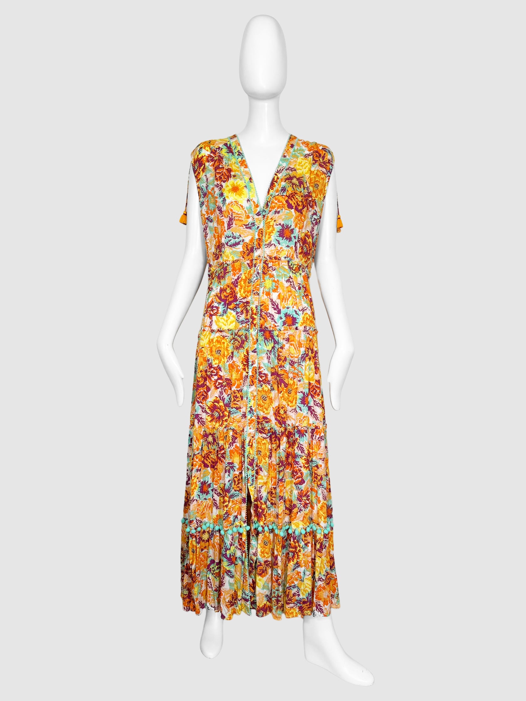 Floral Button Down Maxi Dress - Size L