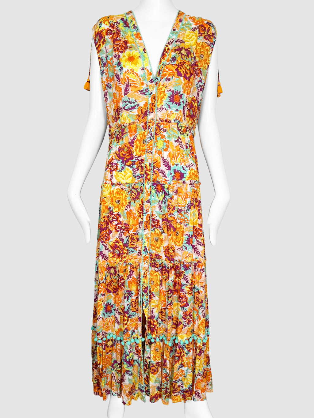 Floral Button Down Maxi Dress - Size L