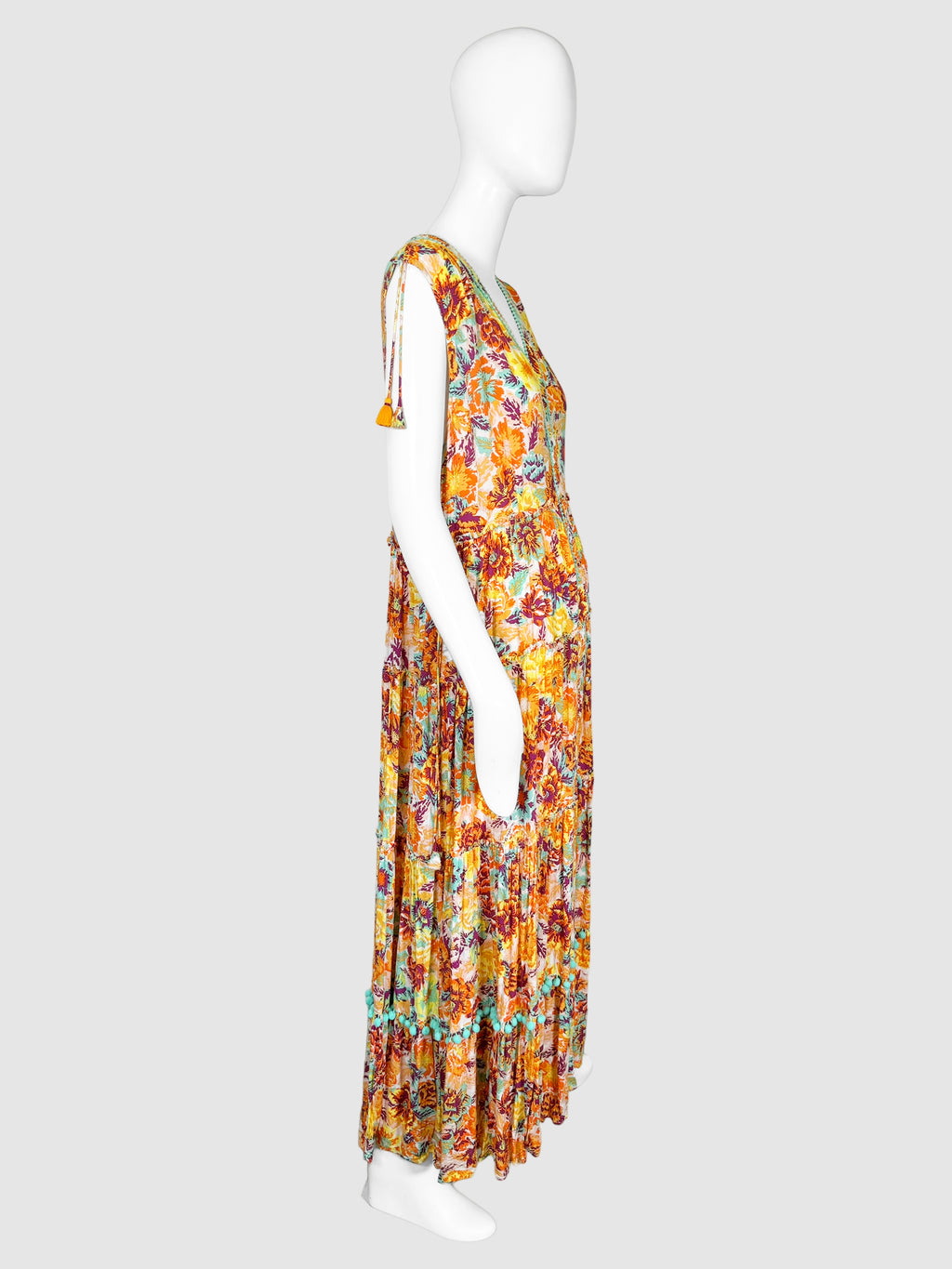 Floral Button Down Maxi Dress - Size L
