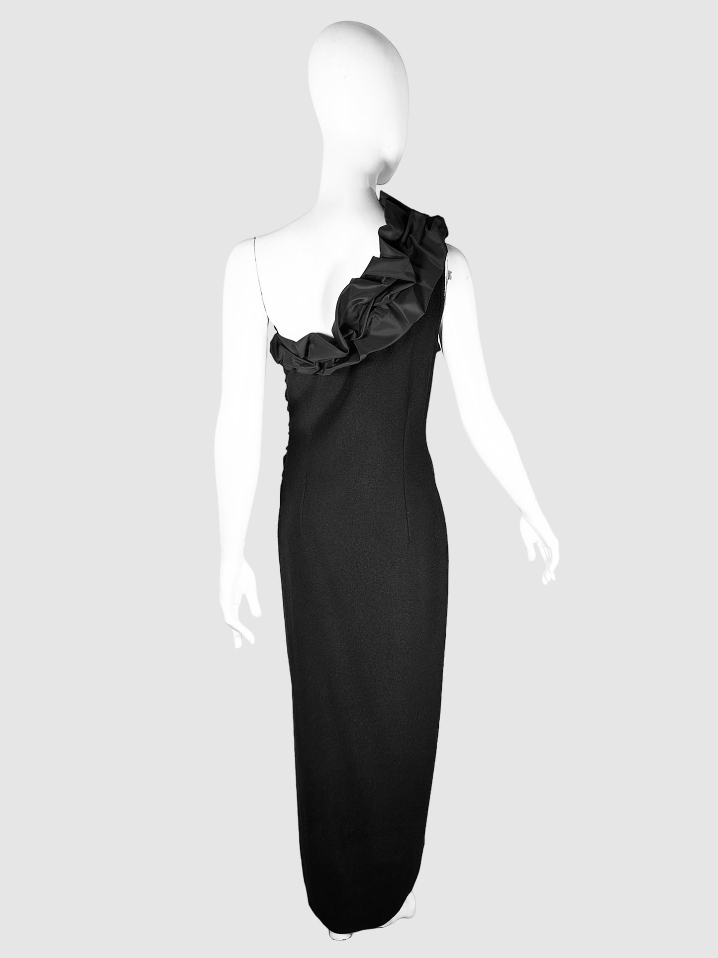 Ruffled Shoulder Evening Dress - Size 8