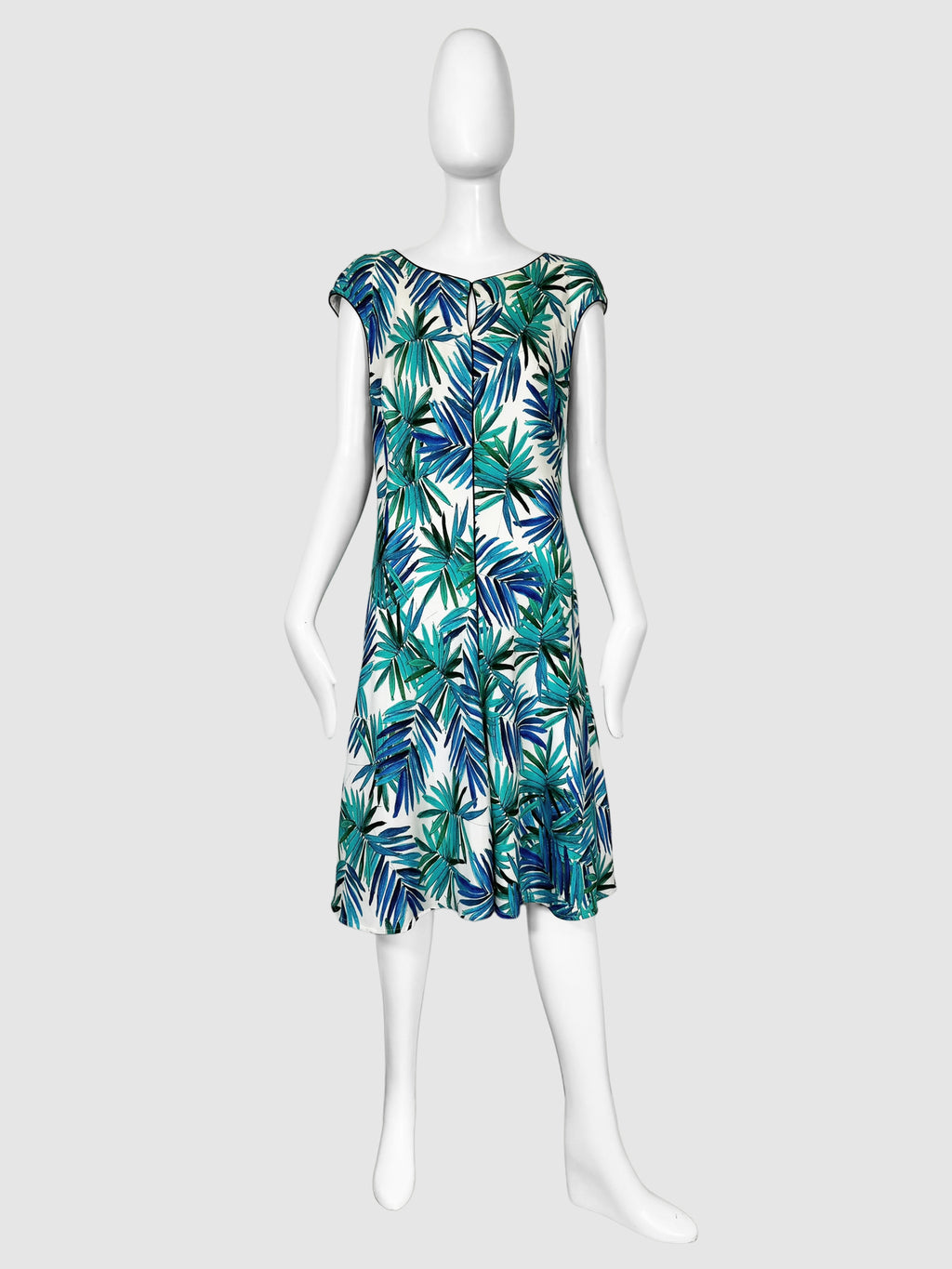 Leaf Print Short Sleeve Dress - Size 10