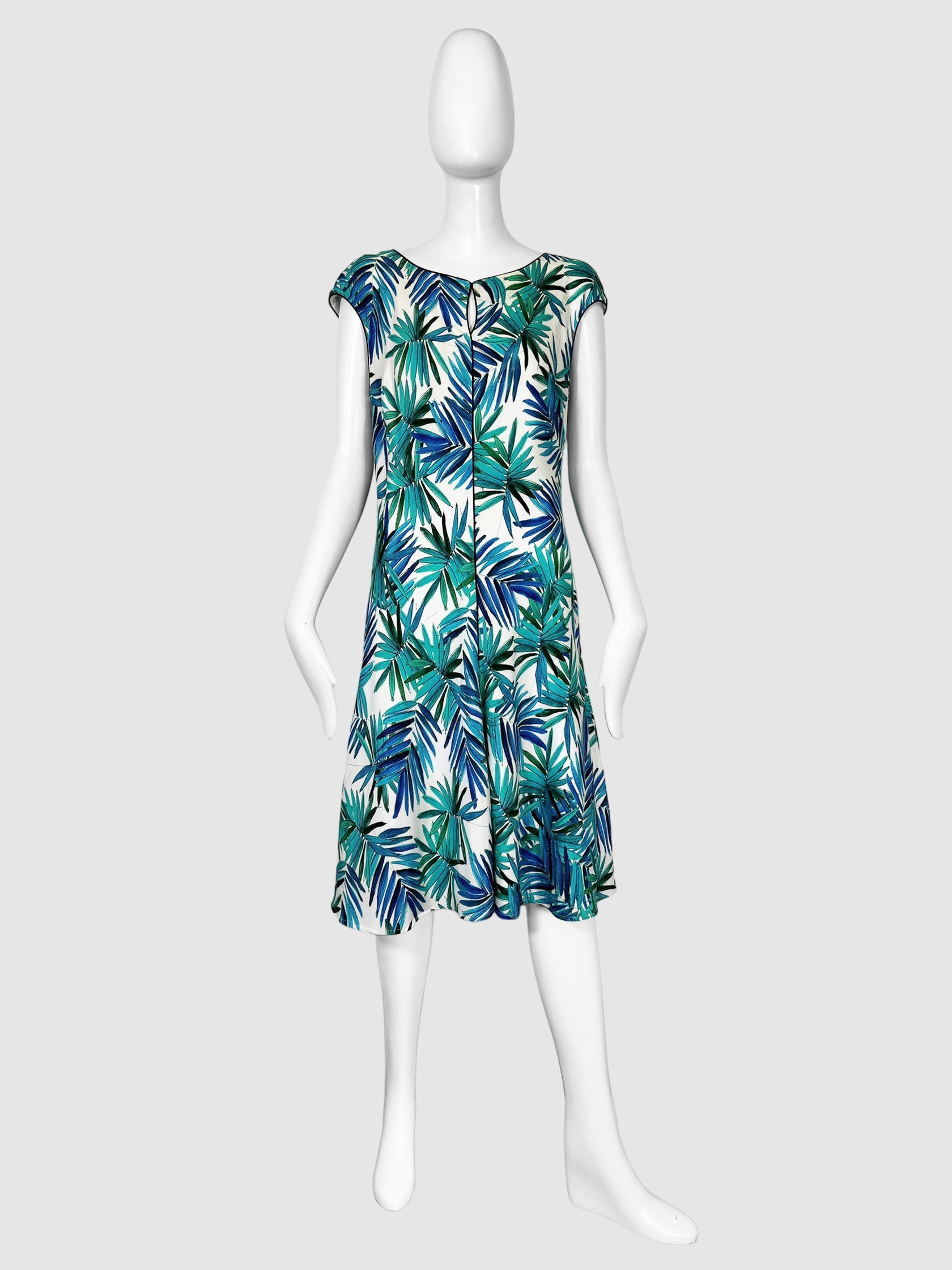 Leaf Print Short Sleeve Dress - Size 10