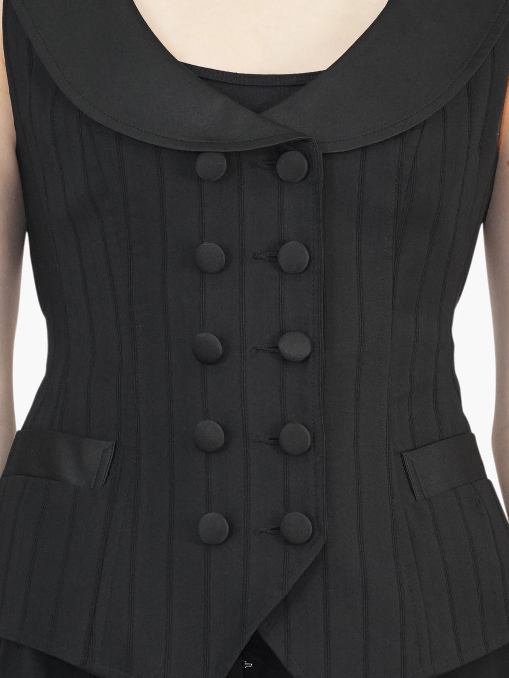 Pinstripe Tie-Waist Vest