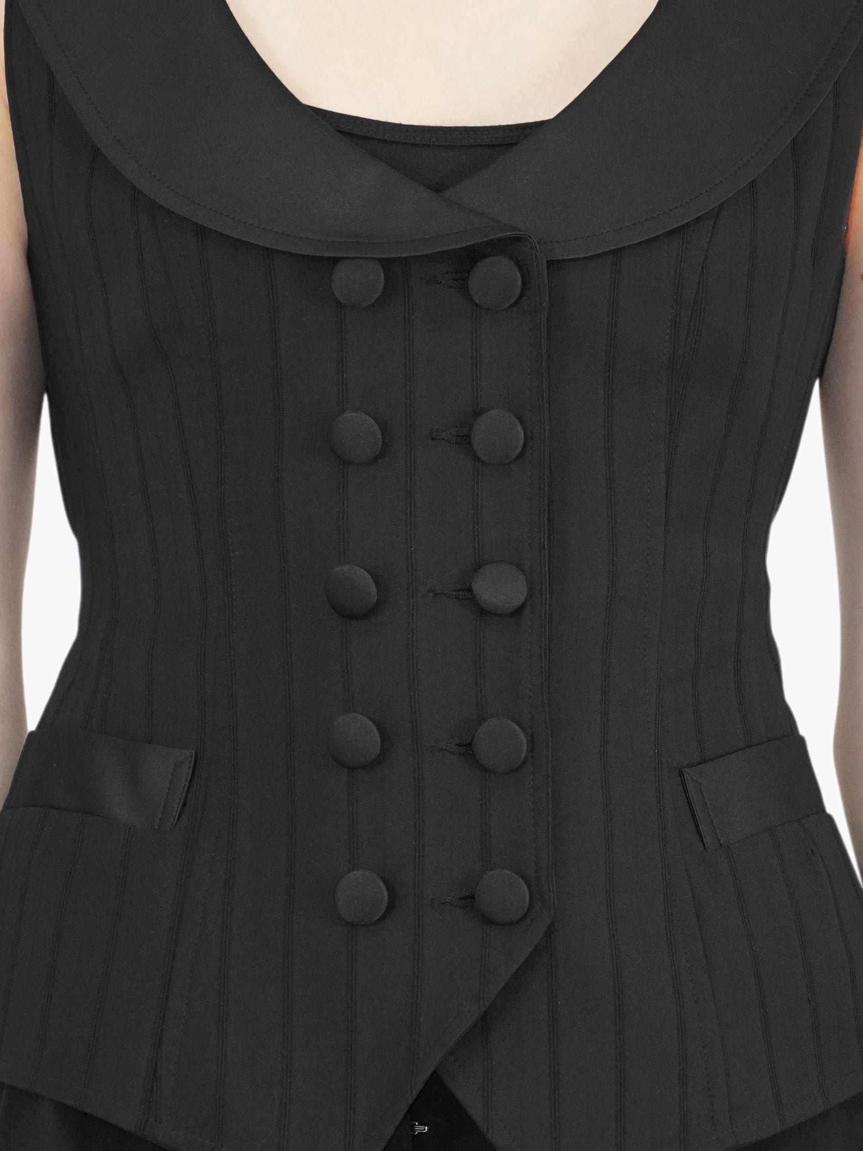 Pinstripe Tie-Waist Vest