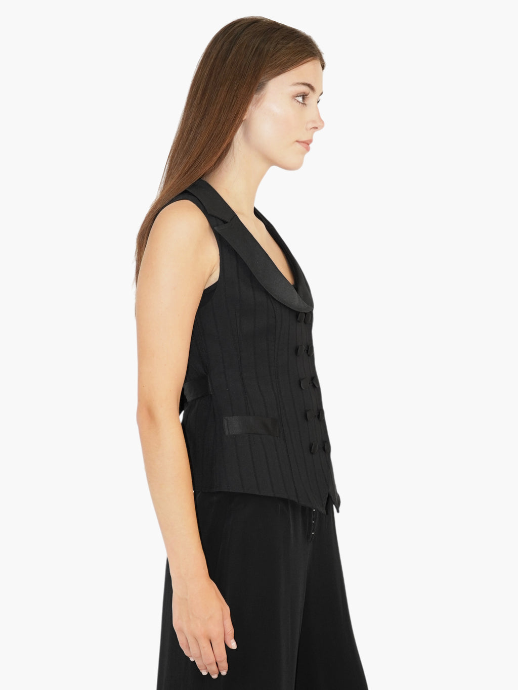 Pinstripe Tie-Waist Vest