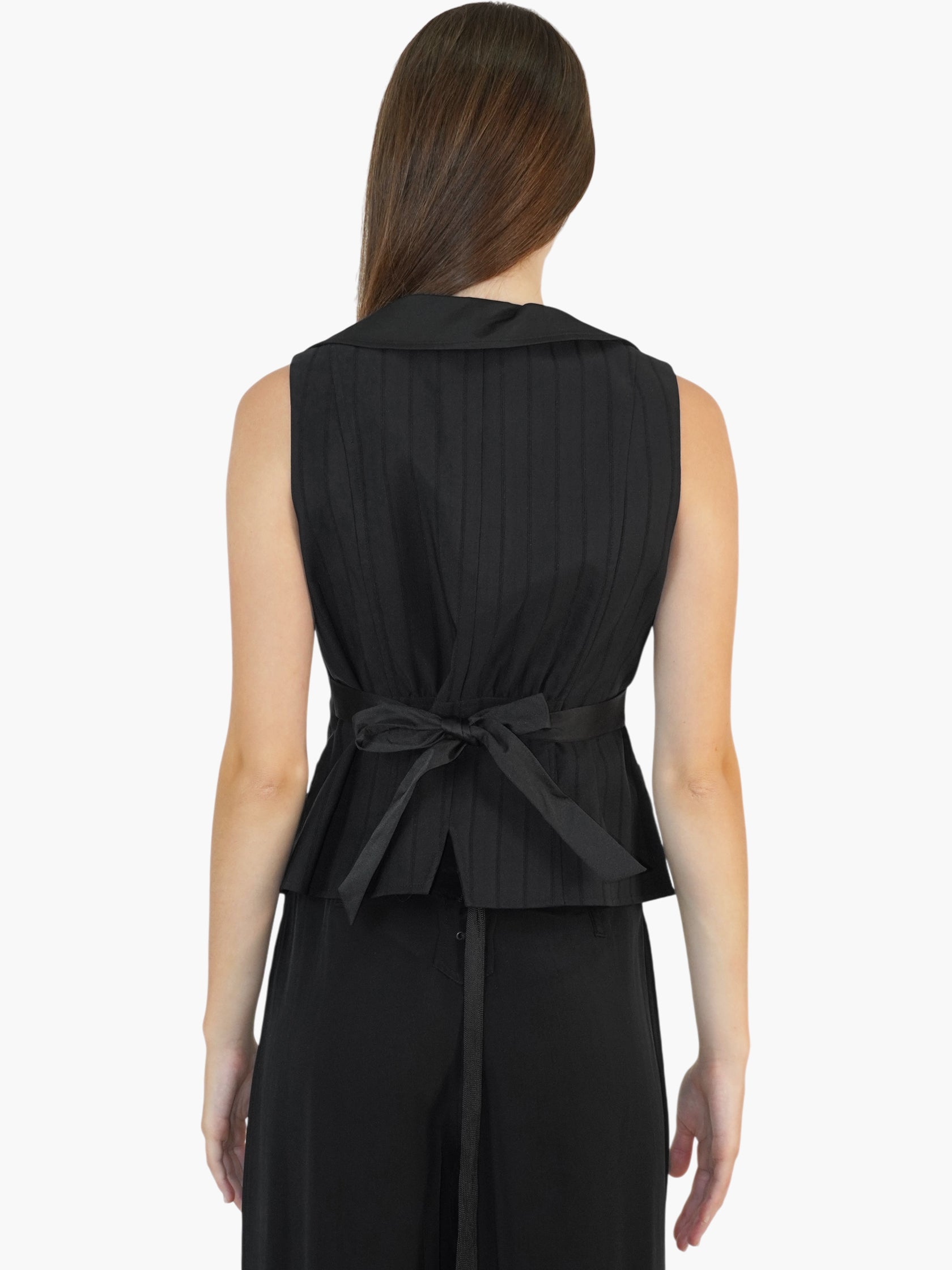 Pinstripe Tie-Waist Vest