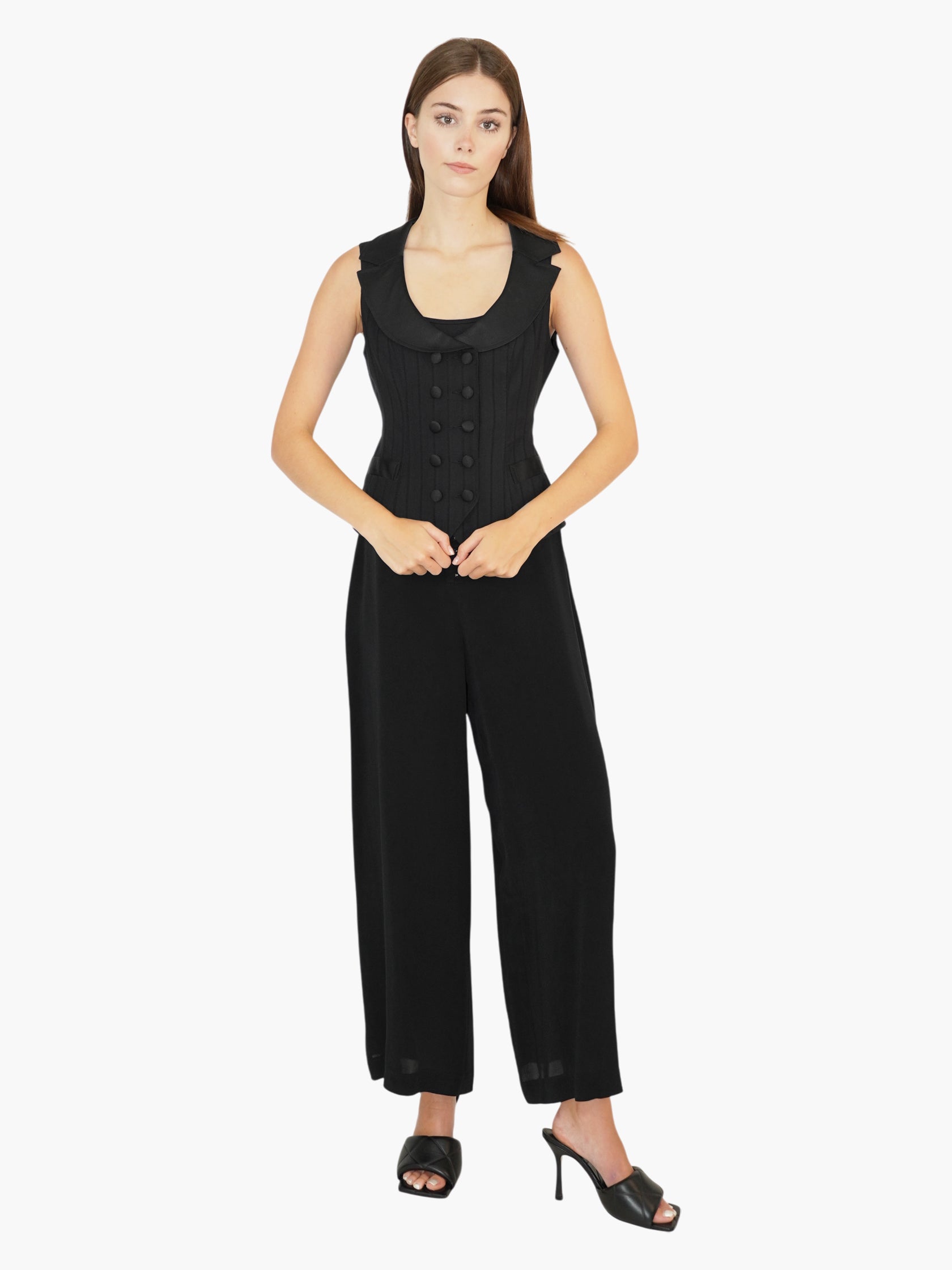 Pinstripe Tie-Waist Vest