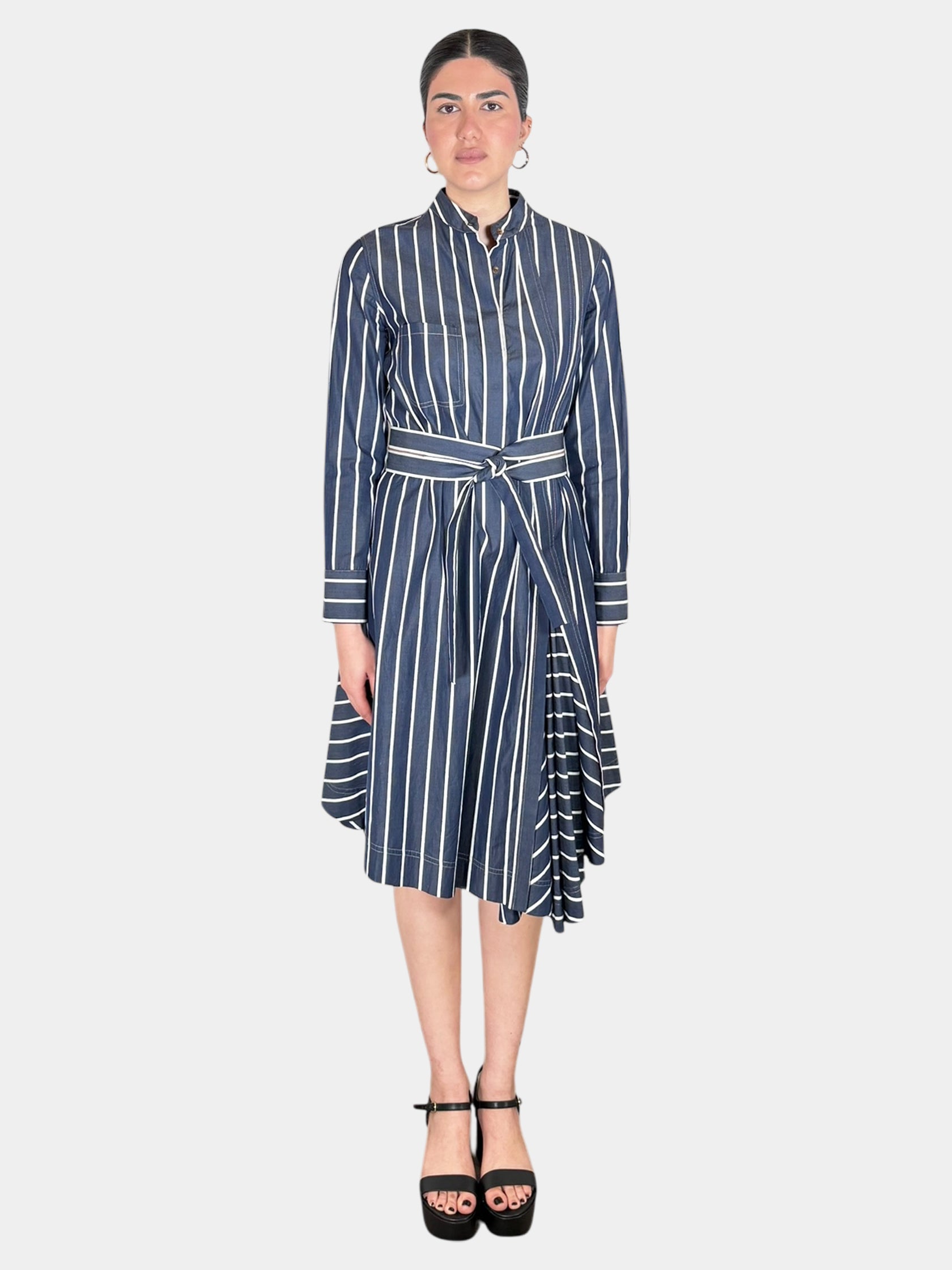 Pinstripe Poplin Shirt Dress - Size S