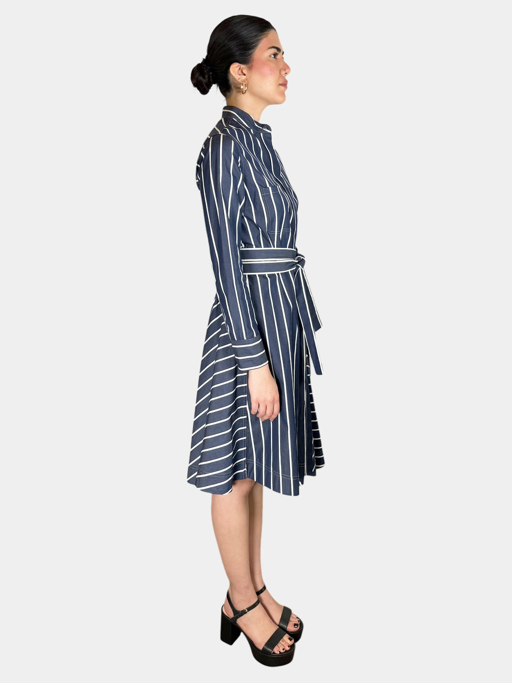 Pinstripe Poplin Shirt Dress - Size S