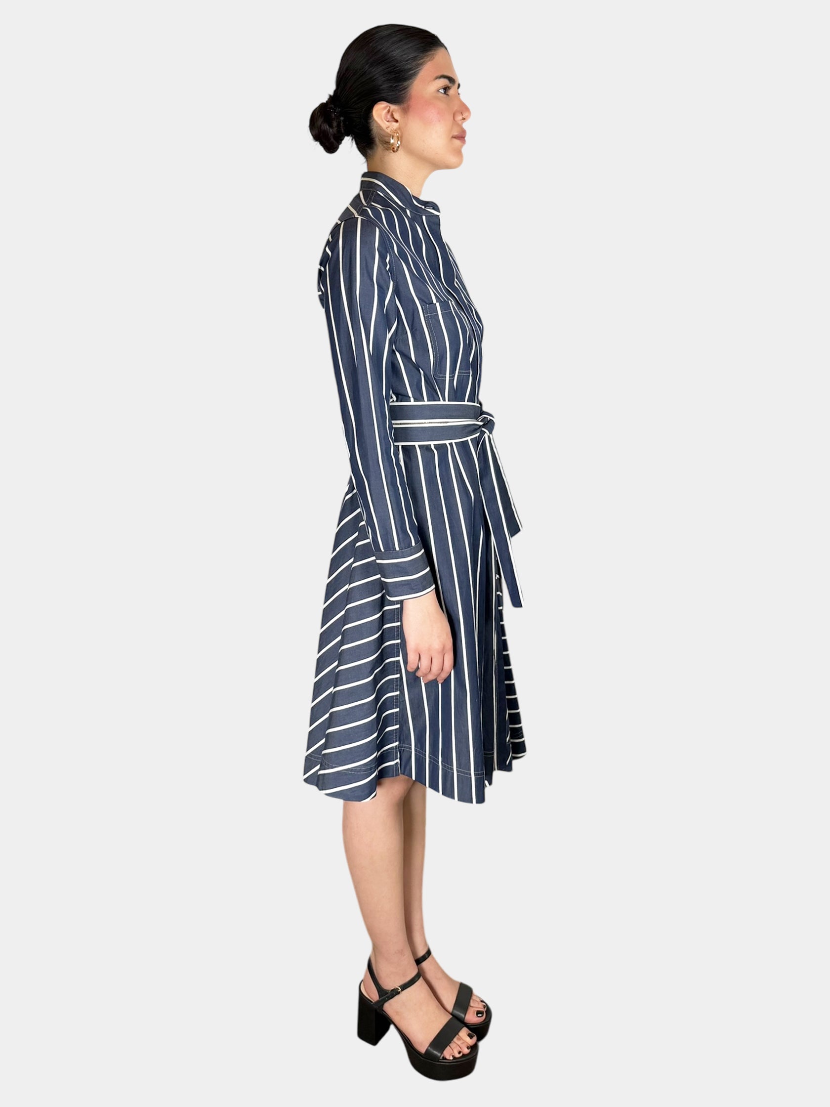 Pinstripe Poplin Shirt Dress - Size S
