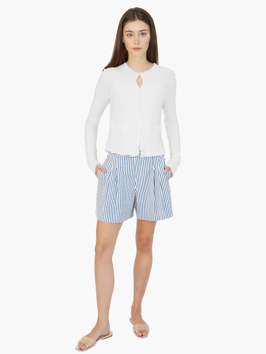 Striped Pleated Shorts
