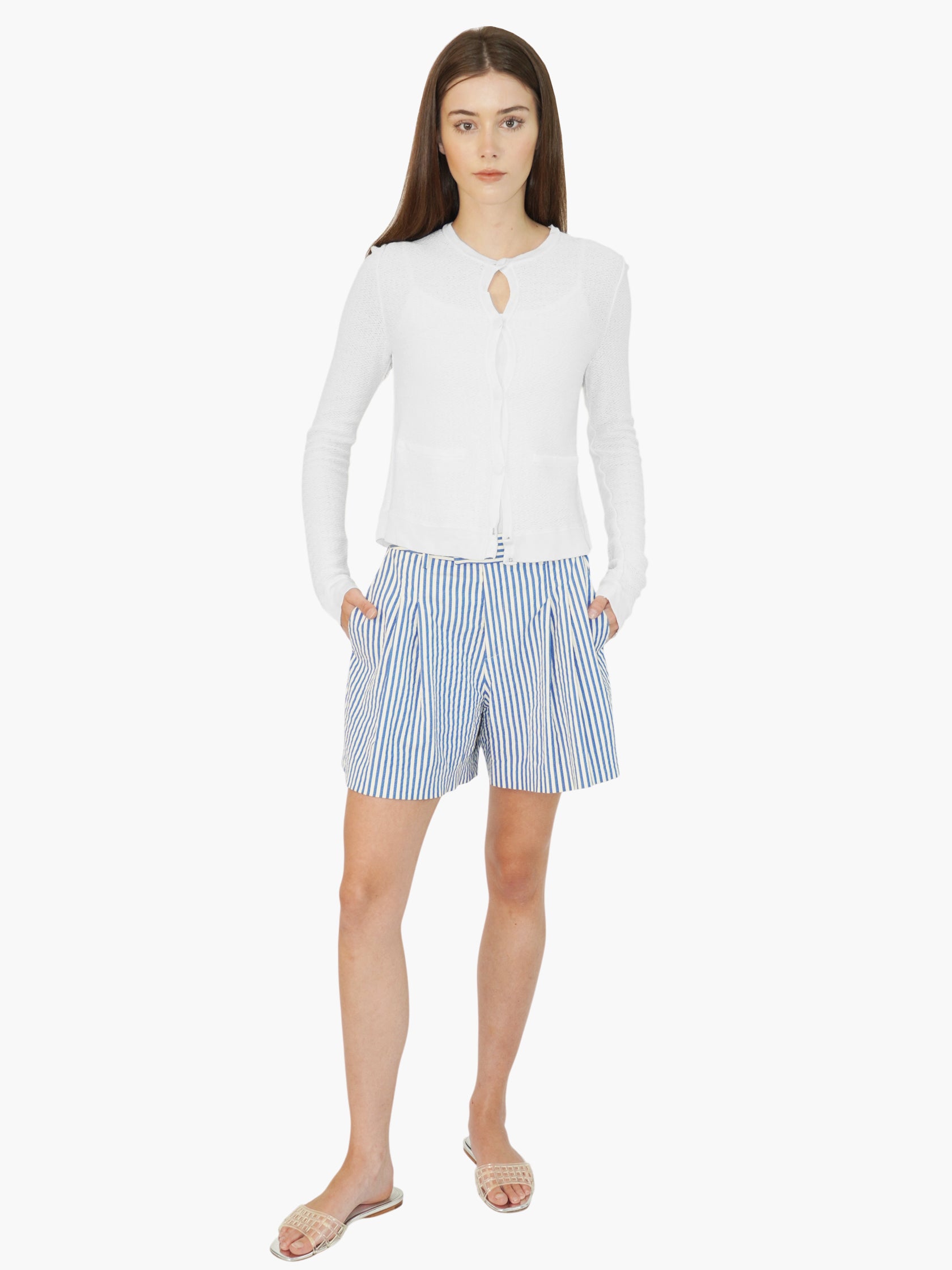 Striped Pleated Shorts