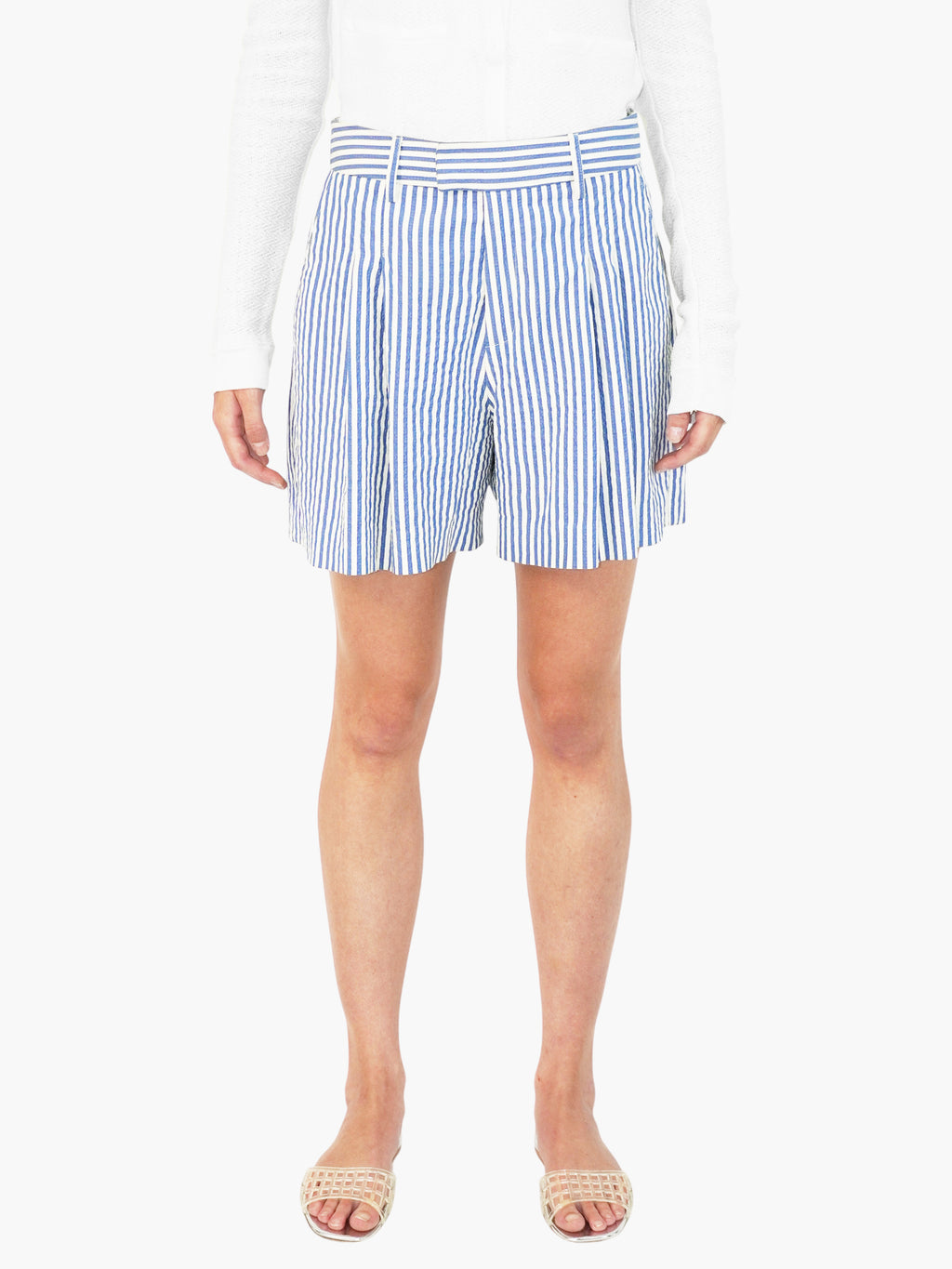 Striped Pleated Shorts