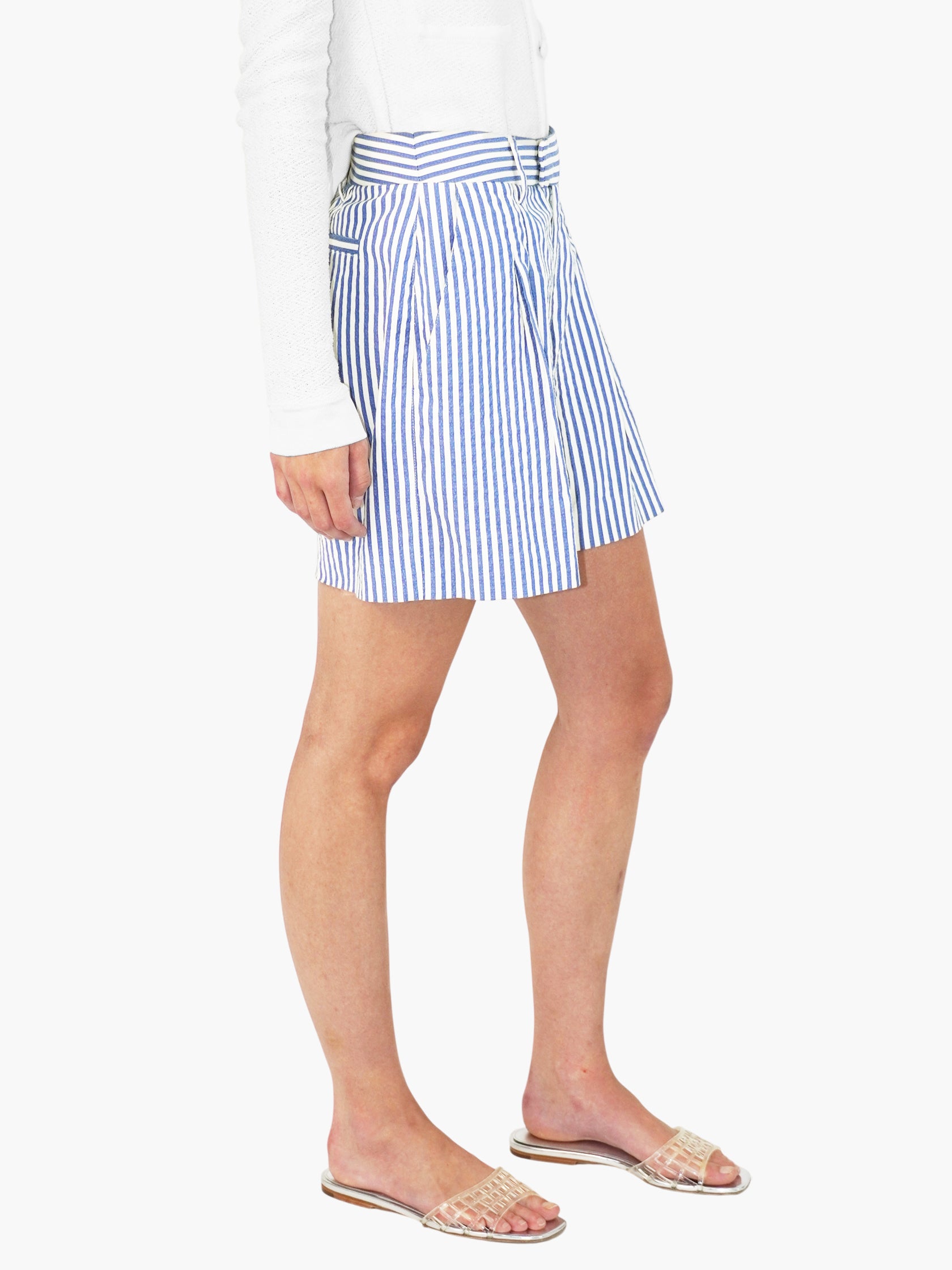 Striped Pleated Shorts
