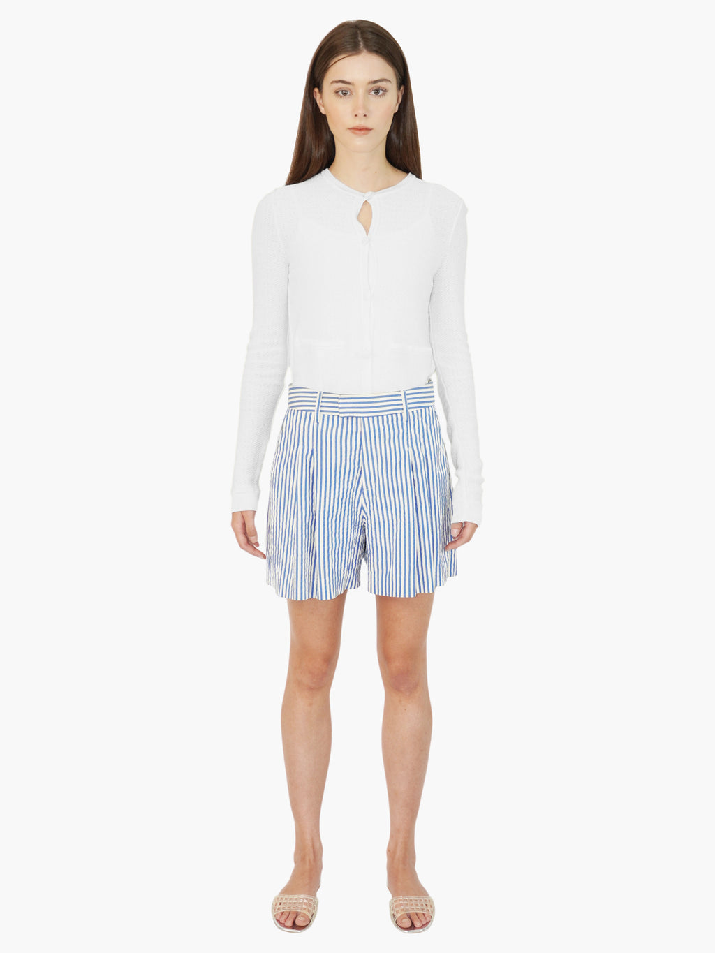 Striped Pleated Shorts