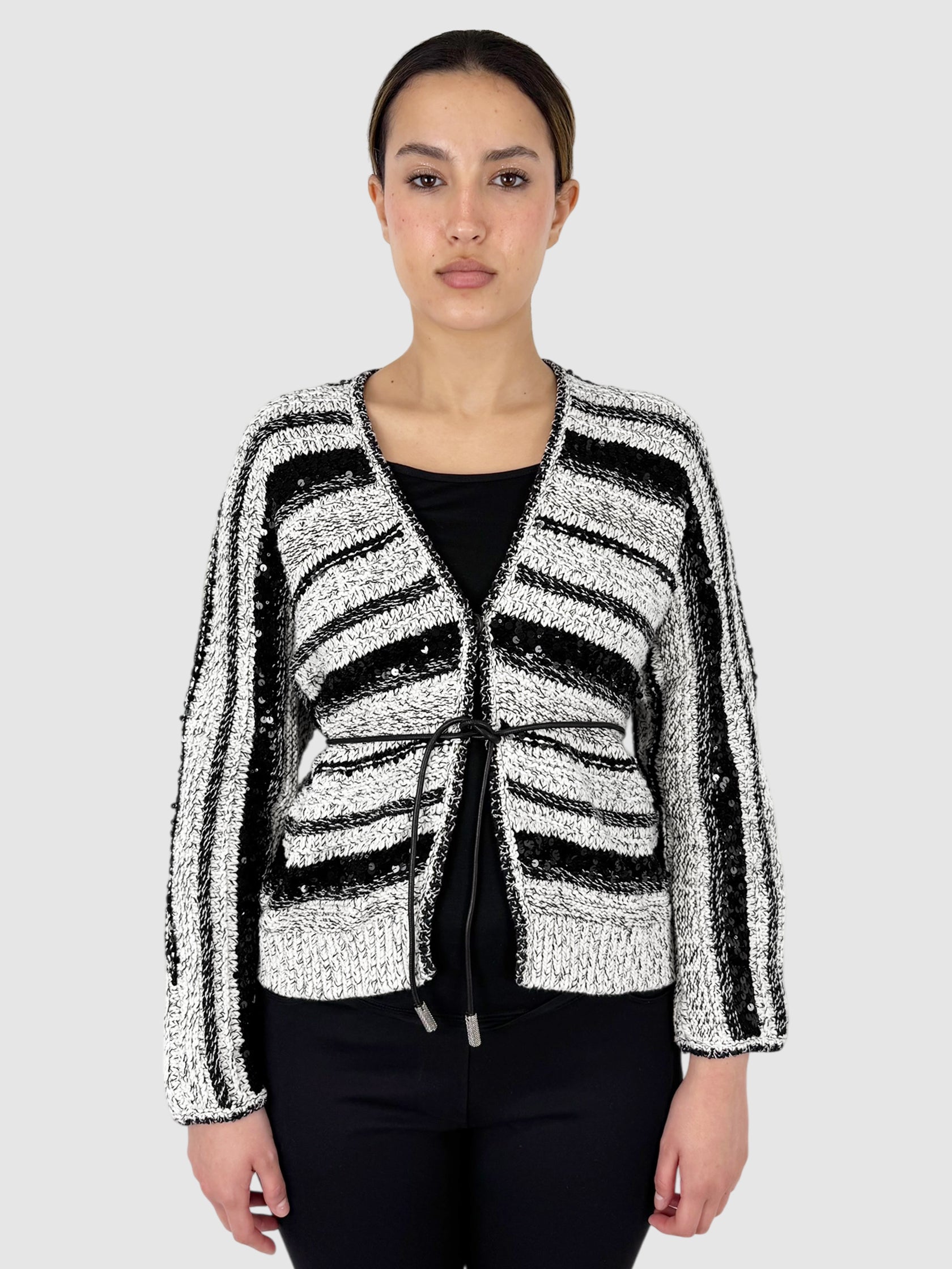 Striped Sequinned Cardigan