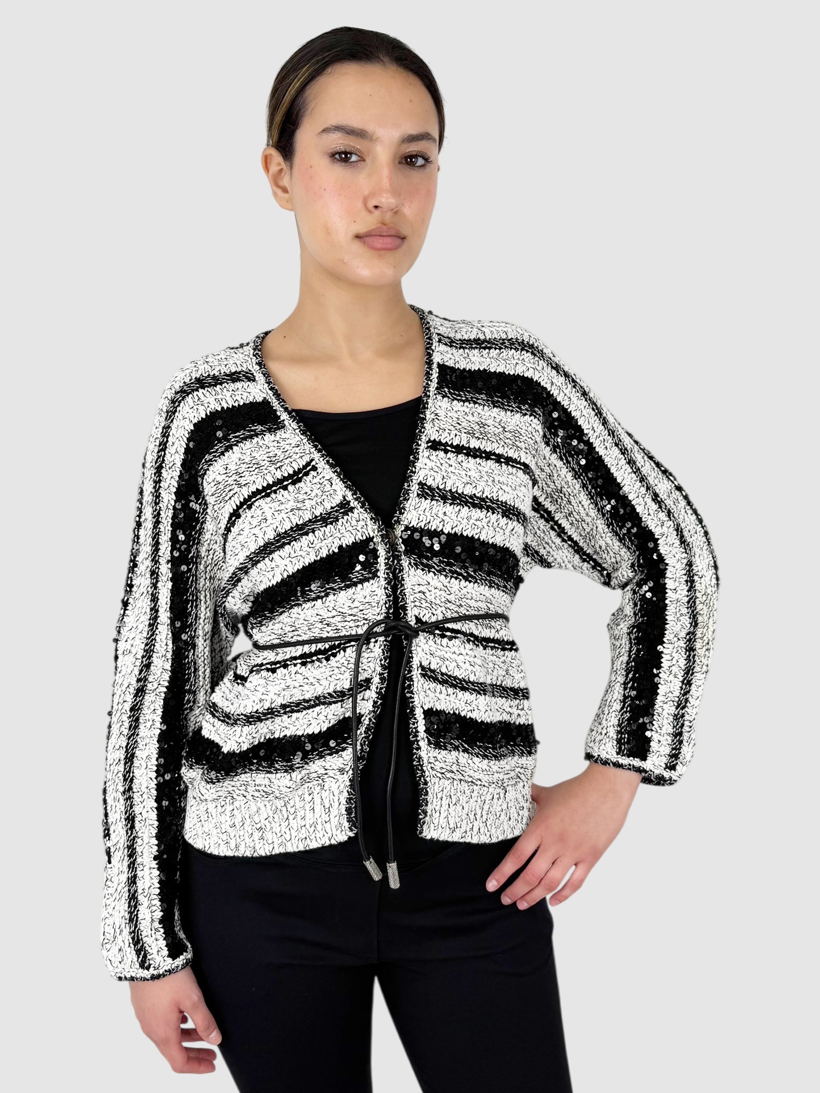 Striped Sequinned Cardigan