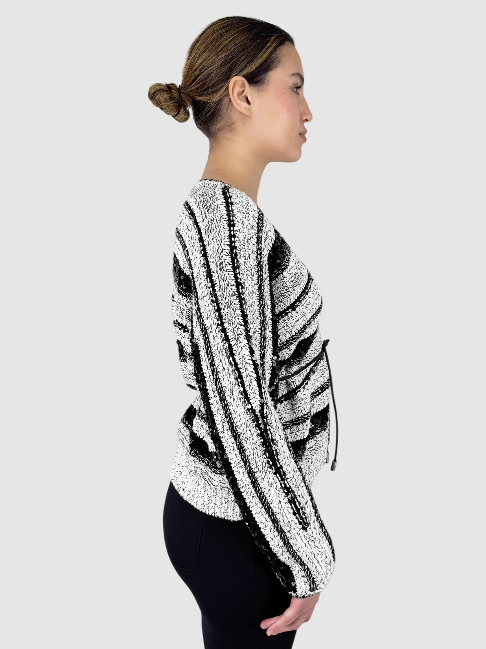 Striped Sequinned Cardigan