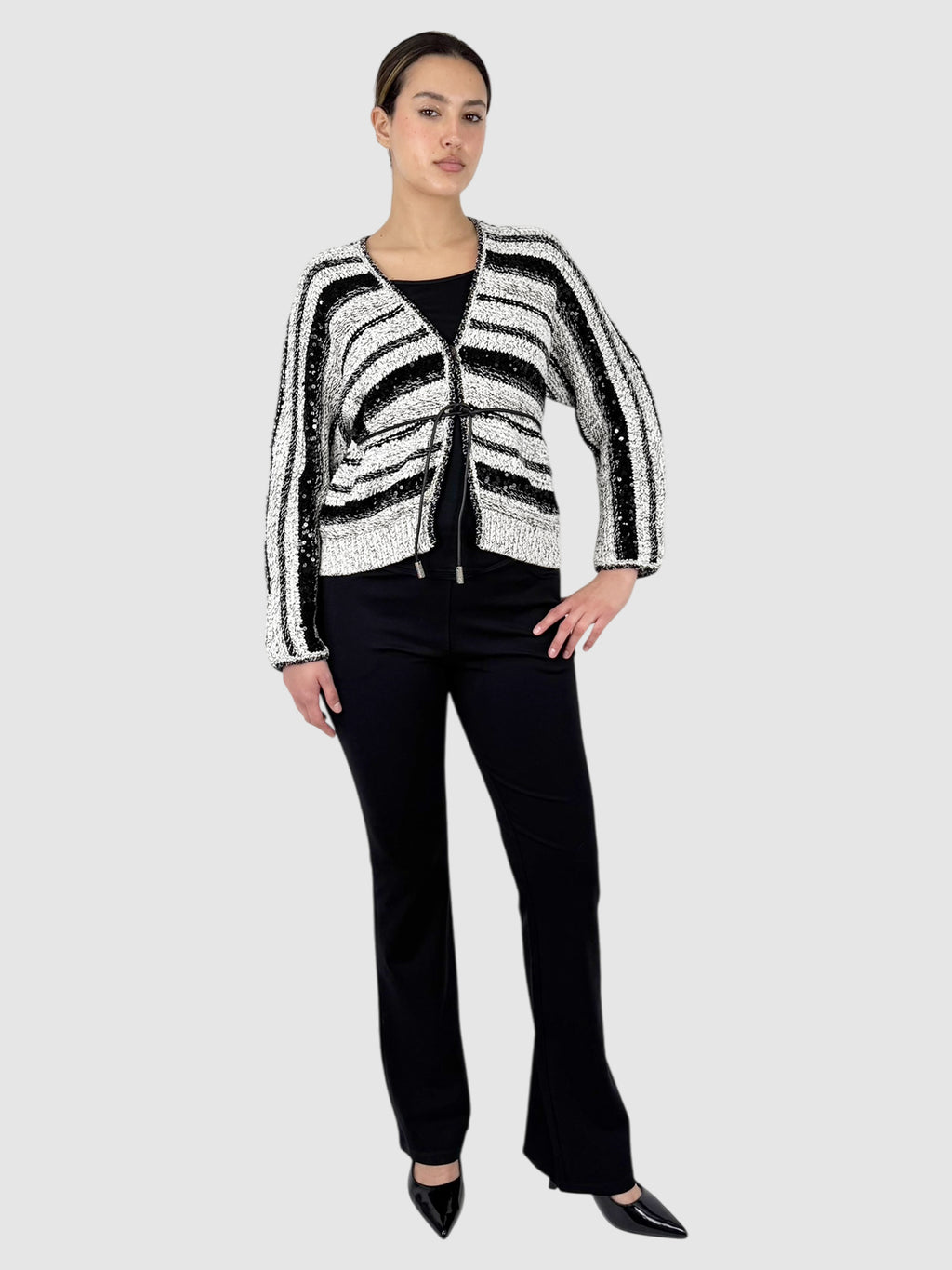 Striped Sequinned Cardigan