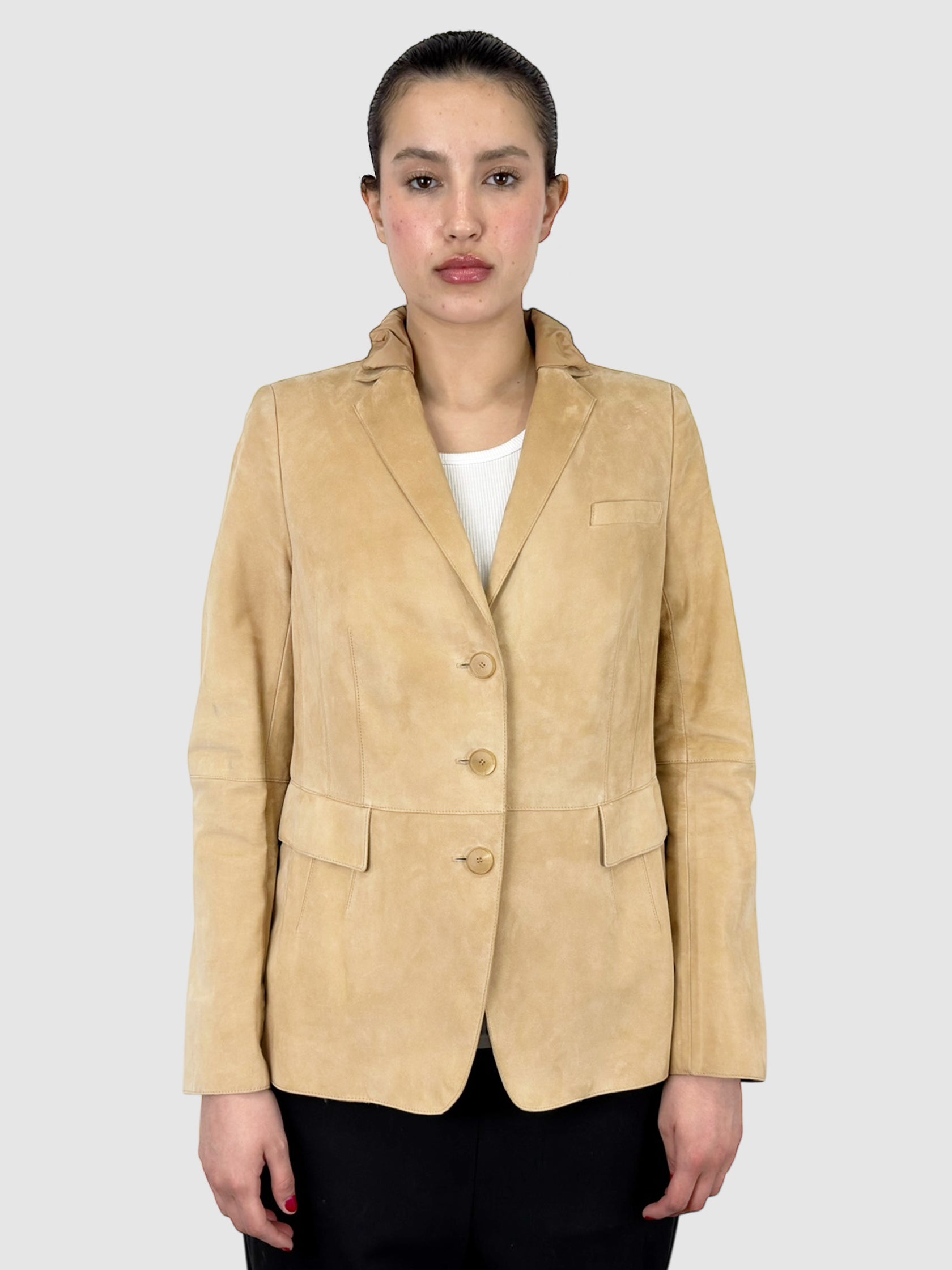 Suede Single-Breasted Blazer
