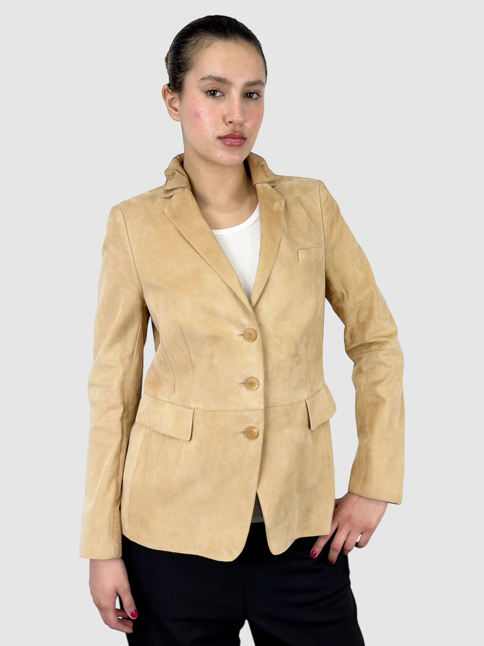 Suede Single-Breasted Blazer