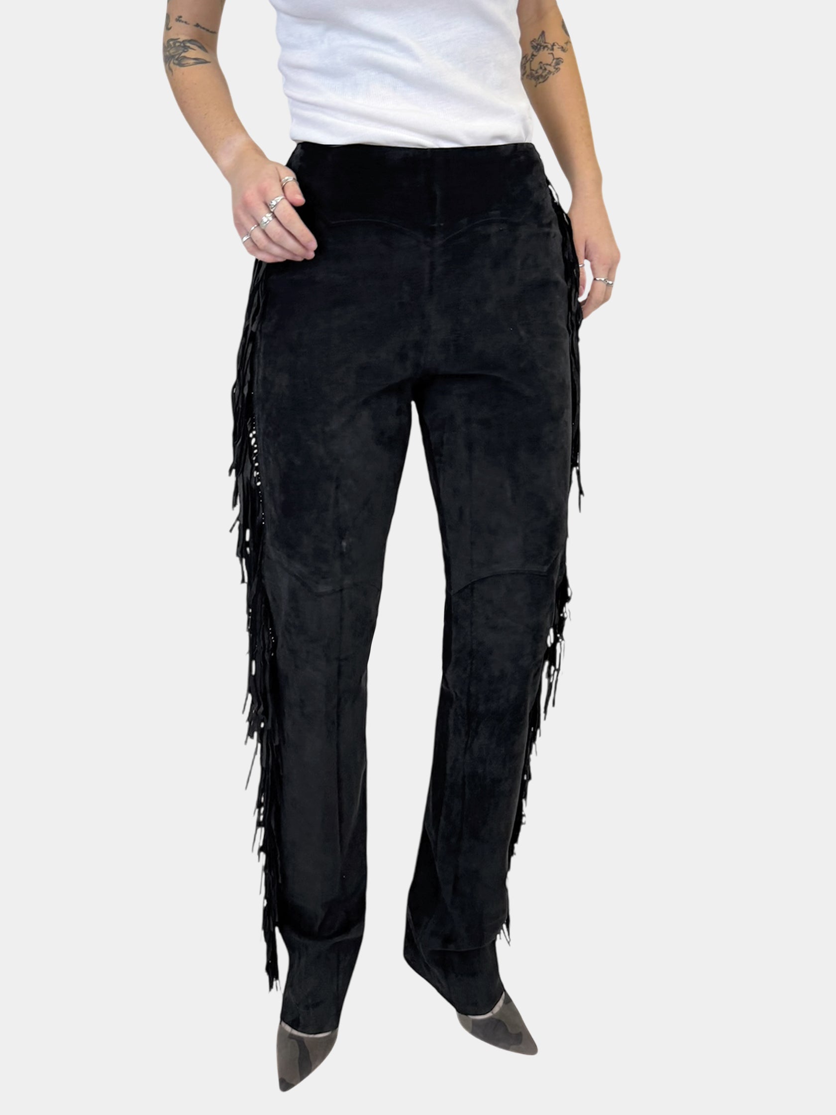Suede Fringe Pants - Size 6
