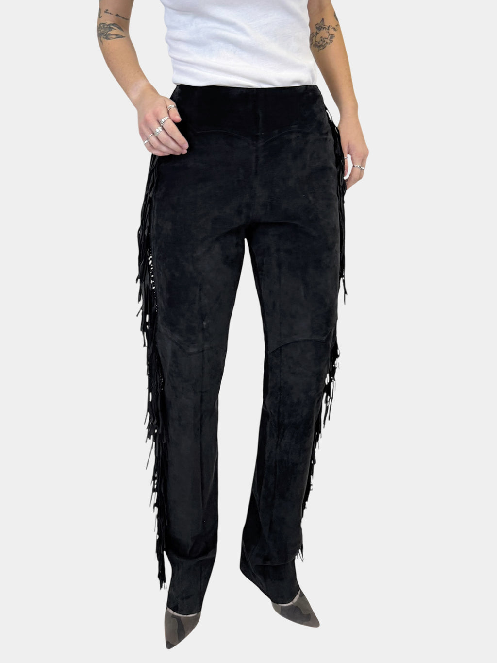 Suede Fringe Pants - Size 6