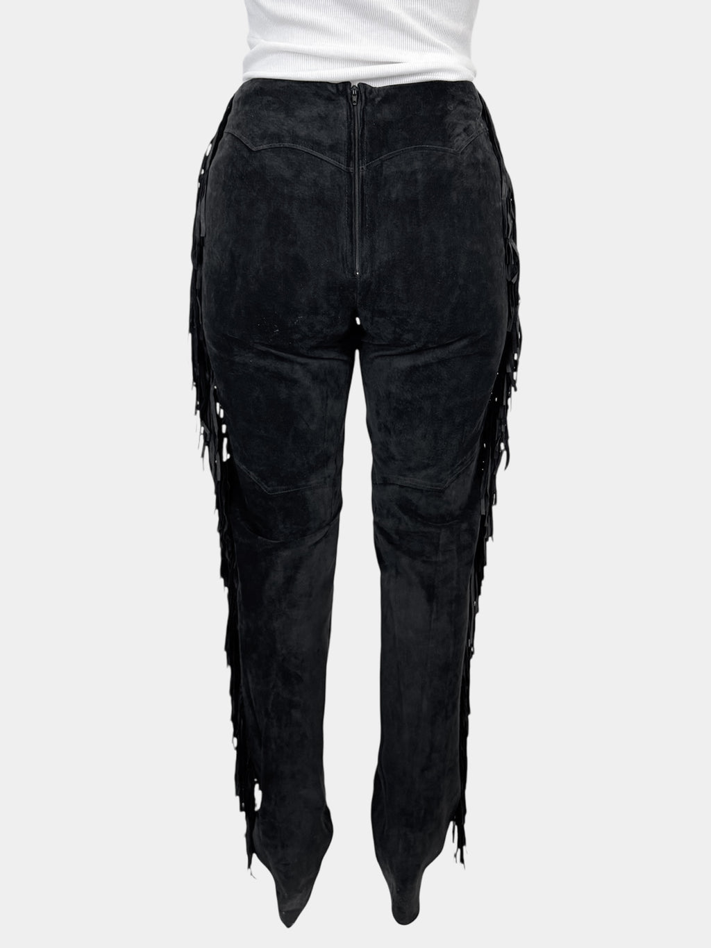 Suede Fringe Pants - Size 6