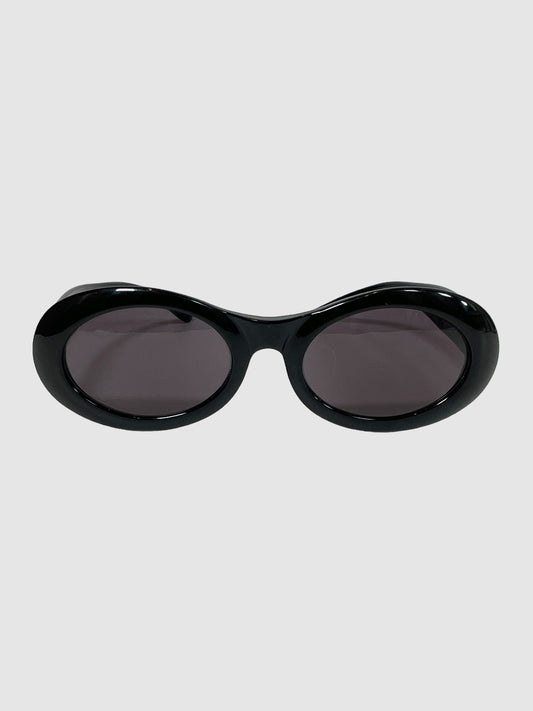 Gucci Oval Sunglasses in Black Acetate