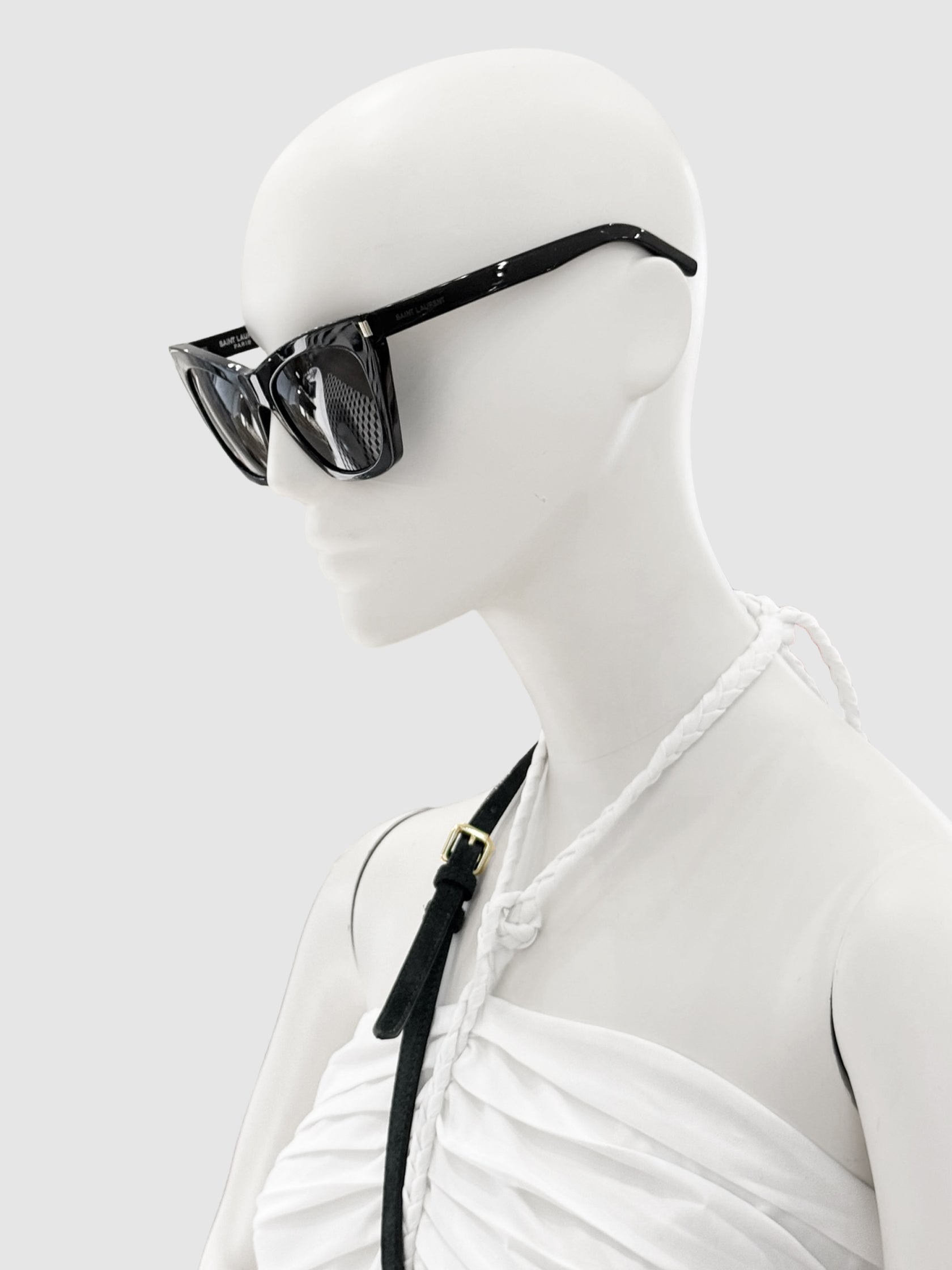 Saint Laurent SL214 001 New Wave Kate Sunglasses in Black Consignment Secondhand Designer Luxury Resale Toronto Trendy