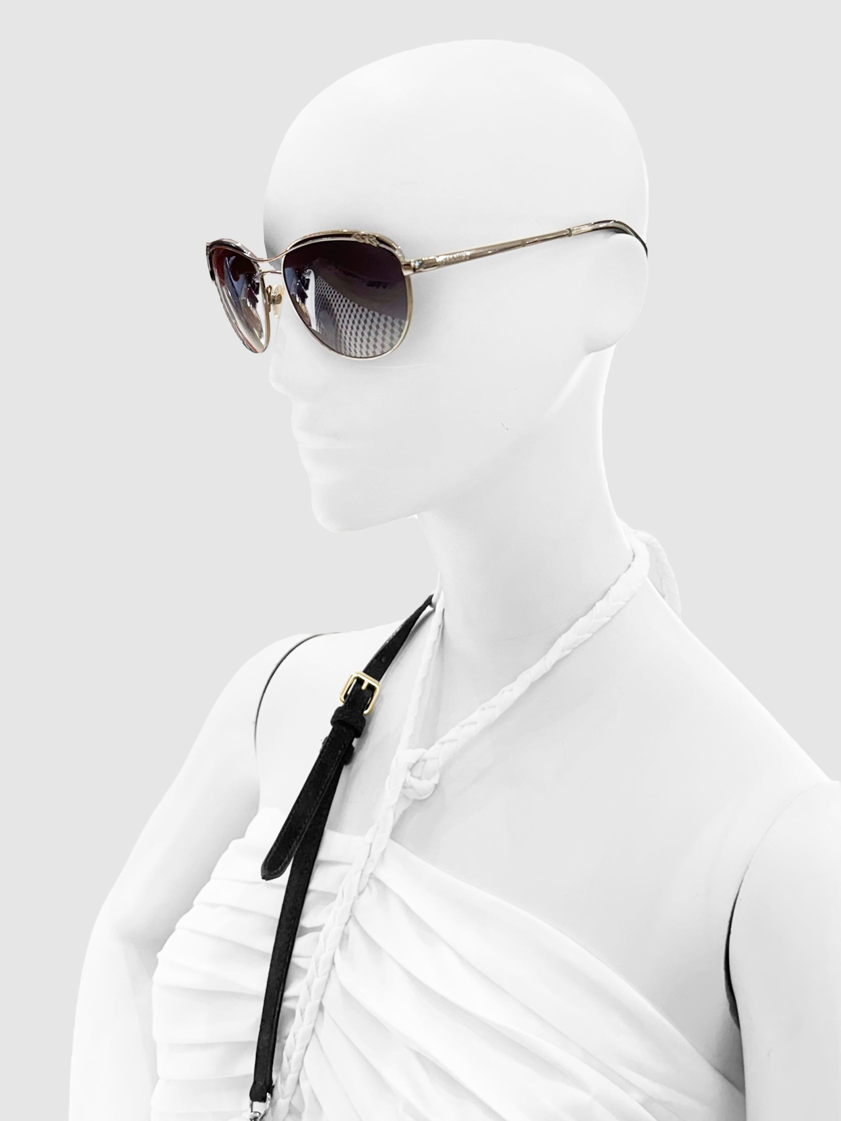 Chanel Interlocking CC Logo Gradient Tint Aviator Sunglasses Consignment Secondhand Designer Luxury Resale Toronto Trendy