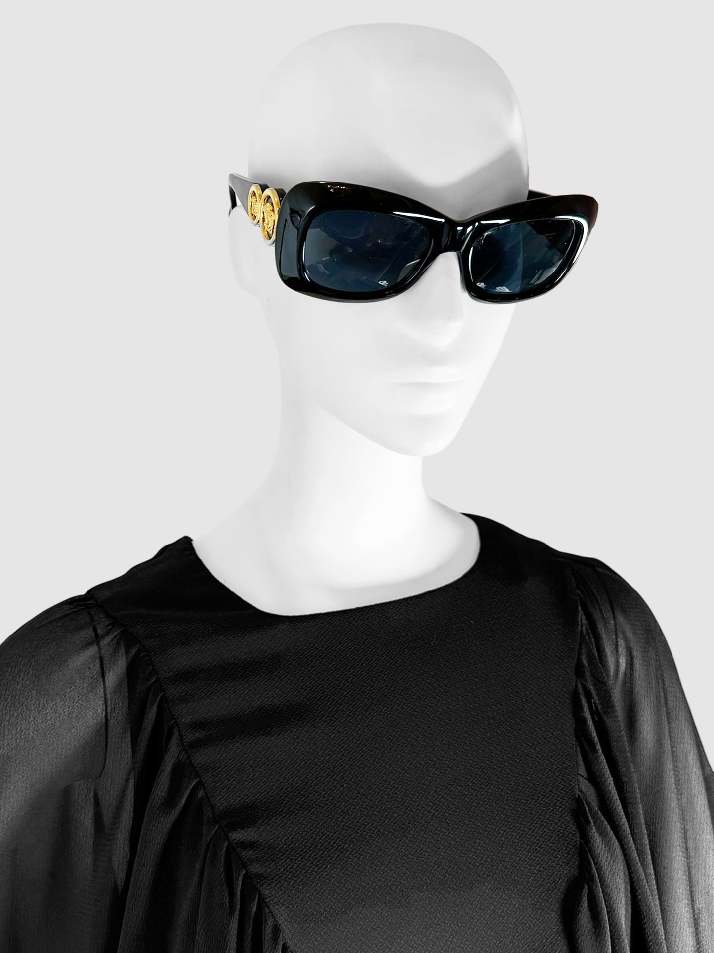 Gianni Versace 1998 Double Medusa Semi-Cateye Sunglasses MOD 417 Luxury Designer Resale Canada