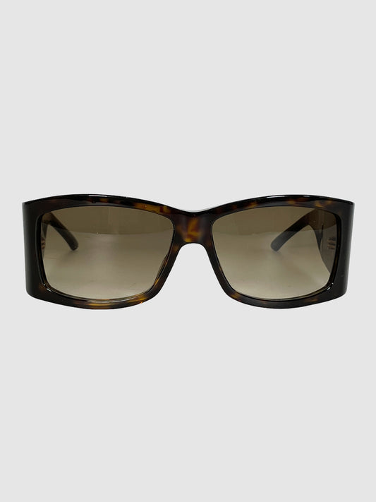 Christian Dior "Rain 2" Rectangular Swarovski Teardrop Sunglasses in Brown