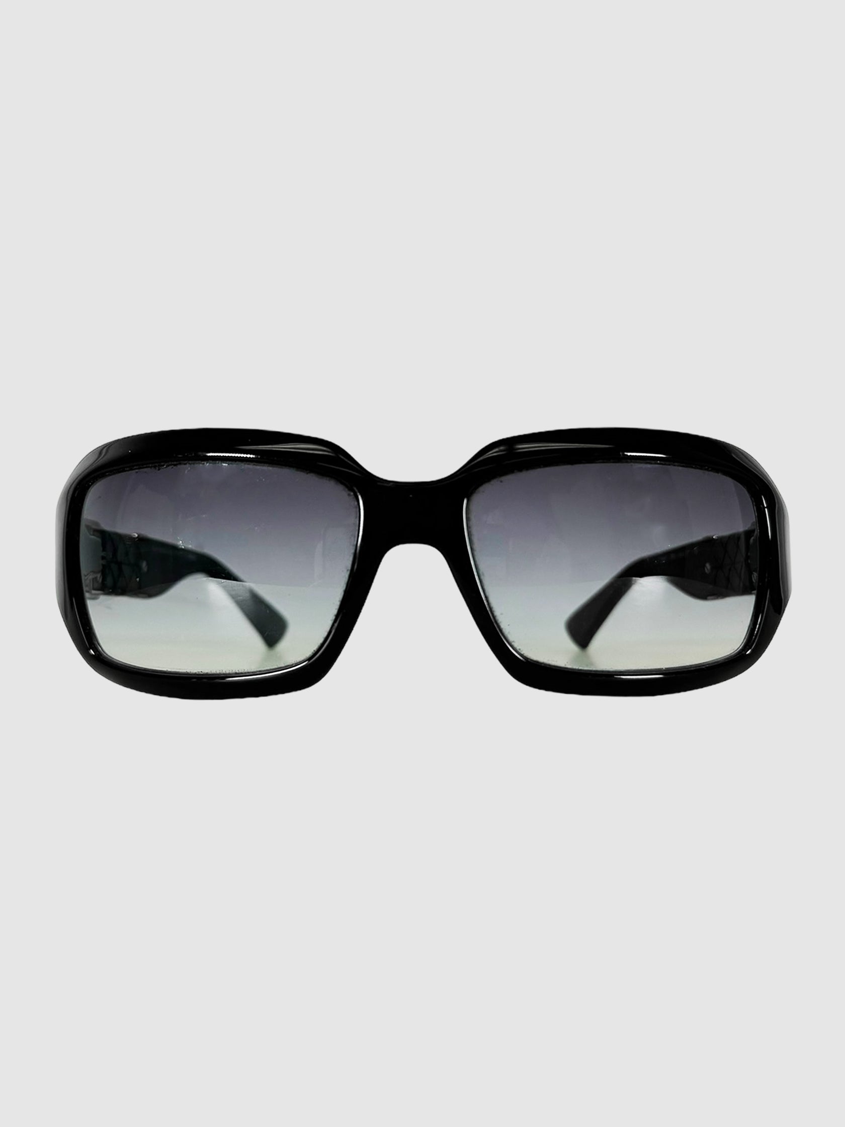 Rectangular Buckle Leather Sunglasses