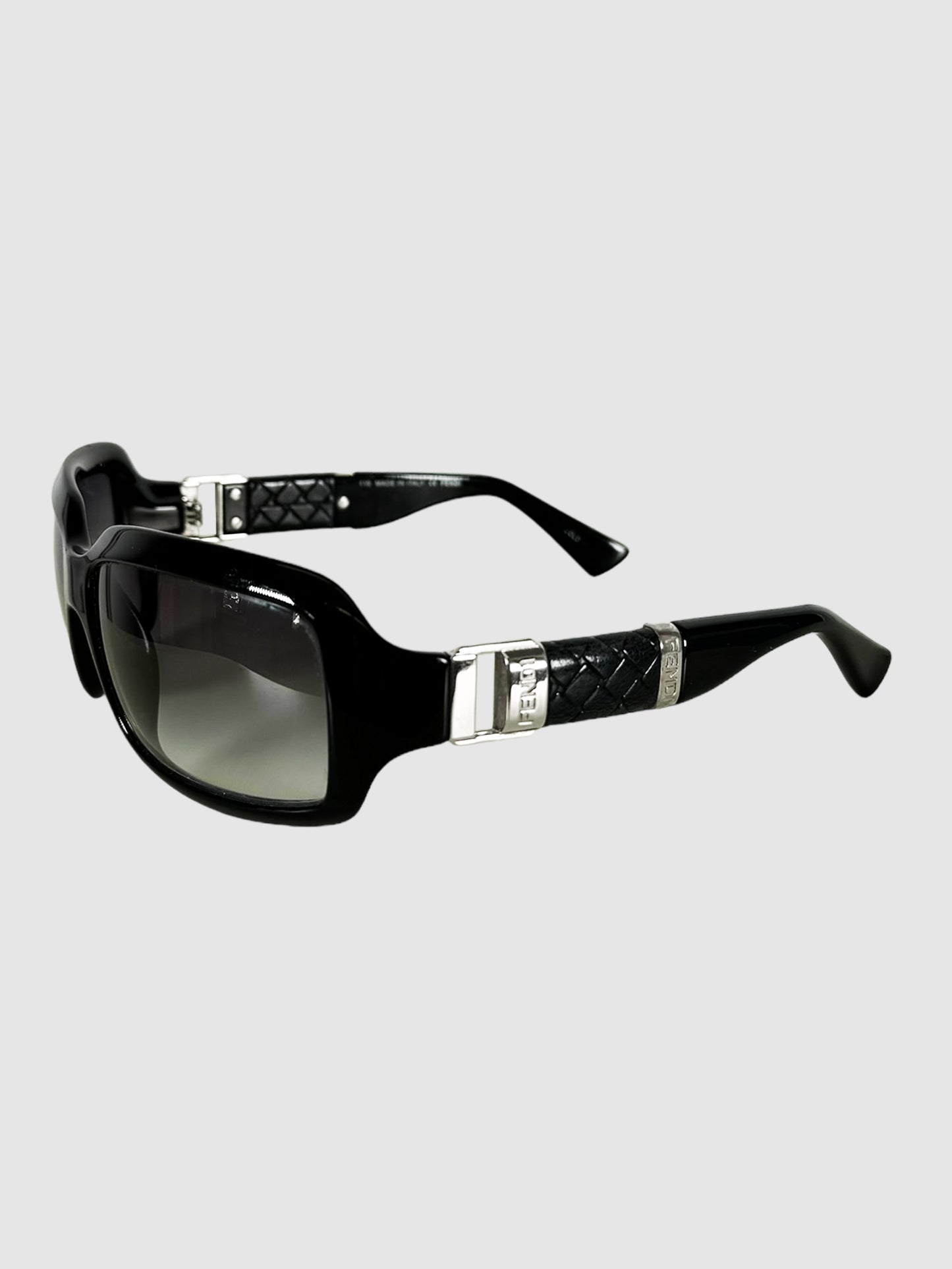 Rectangular Buckle Leather Sunglasses