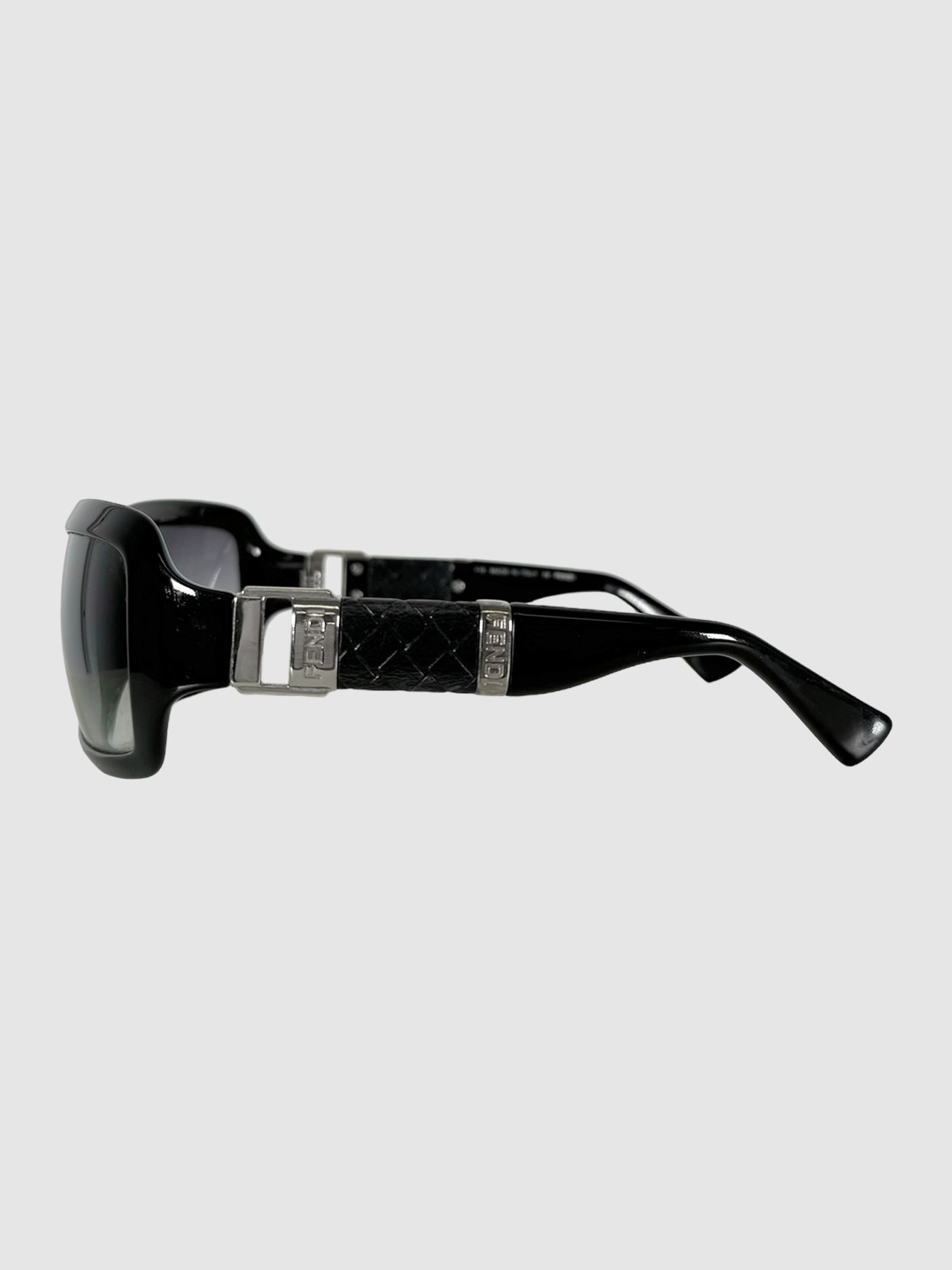Rectangular Buckle Leather Sunglasses